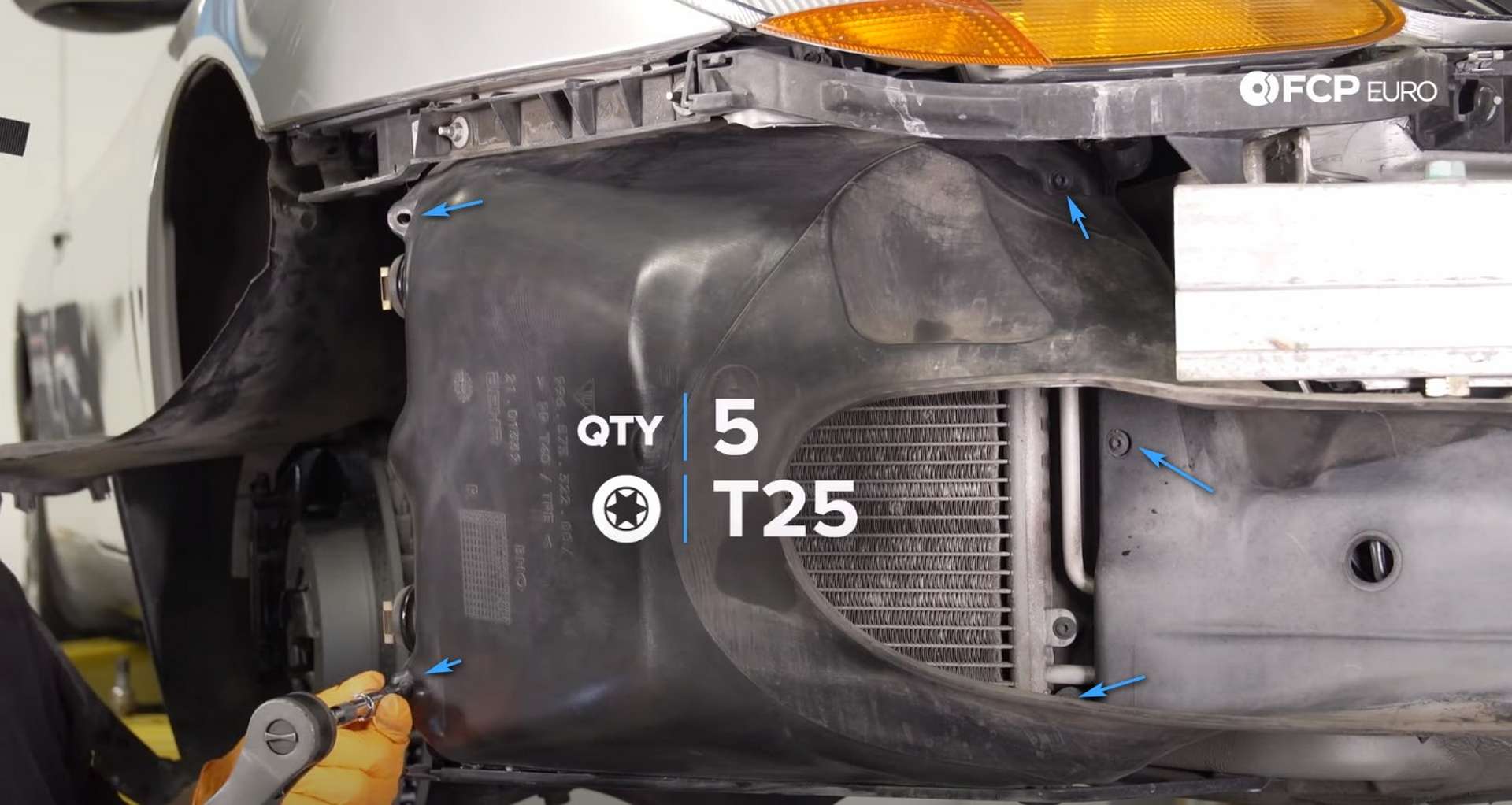 DIY Porsche 996 Radiator Replacement ducting fastener locations