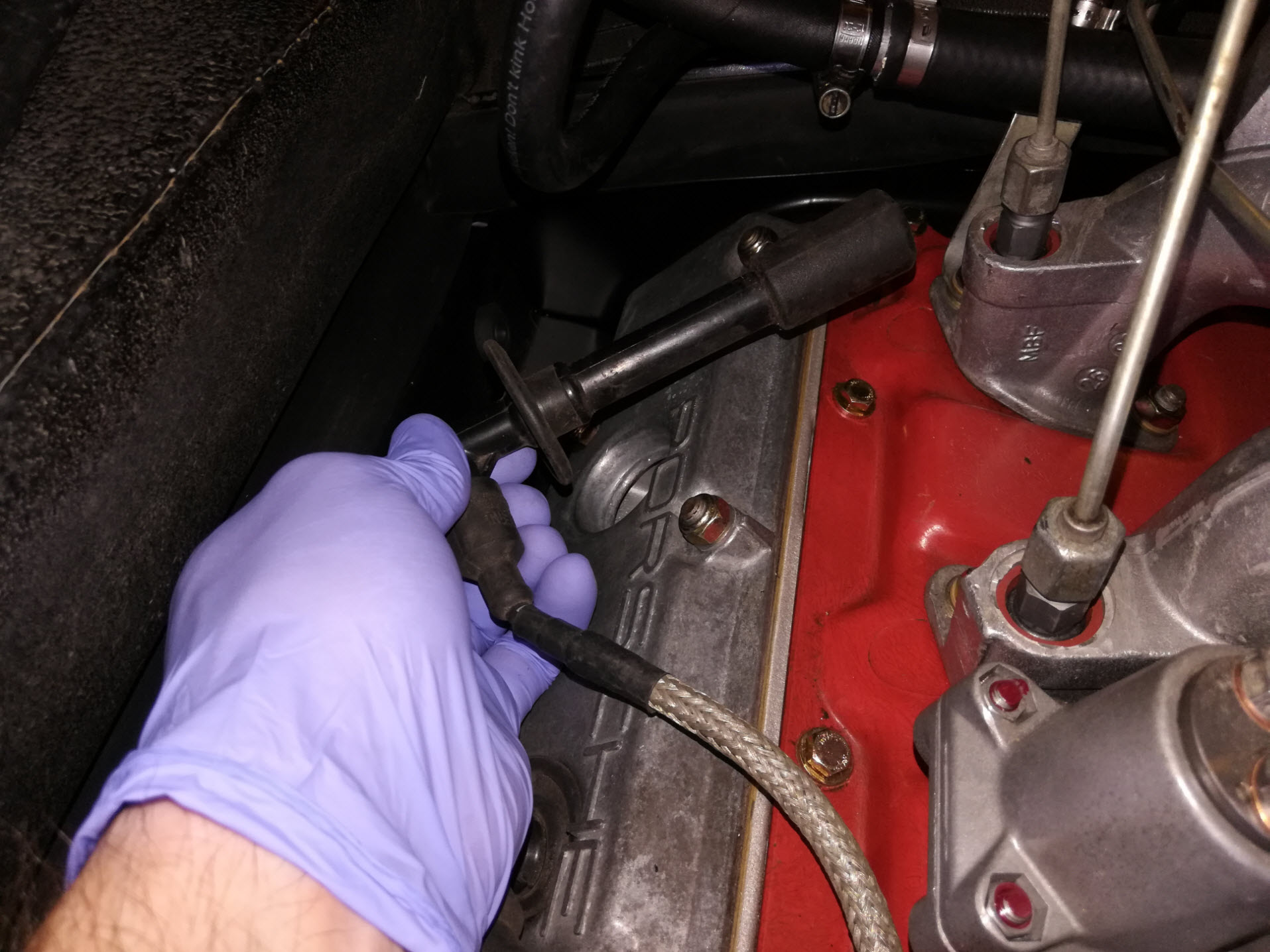 Air-cooled Porsche 911 spark plug wire connector.