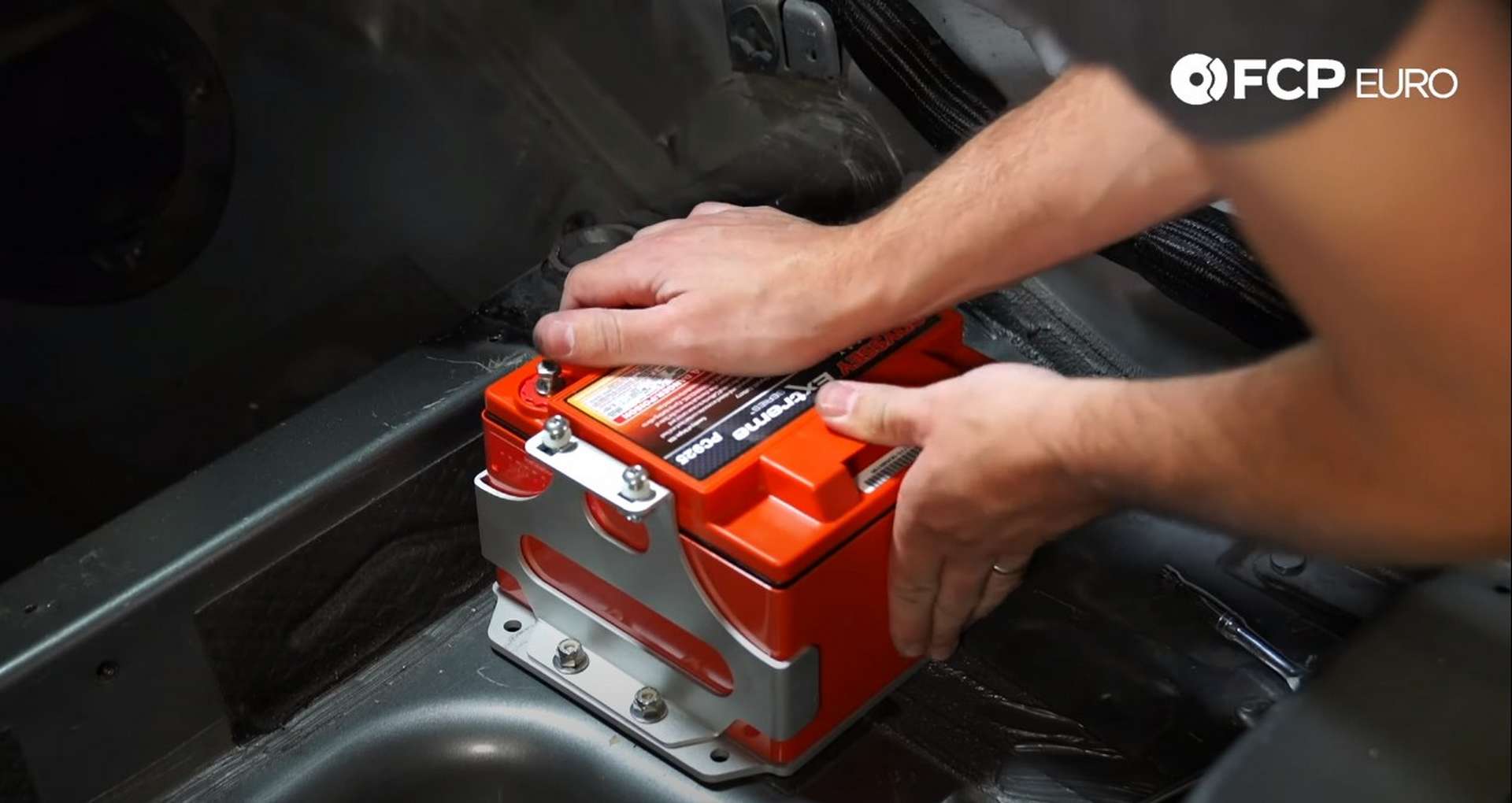 DIY Battery Relocation battery mounted into place