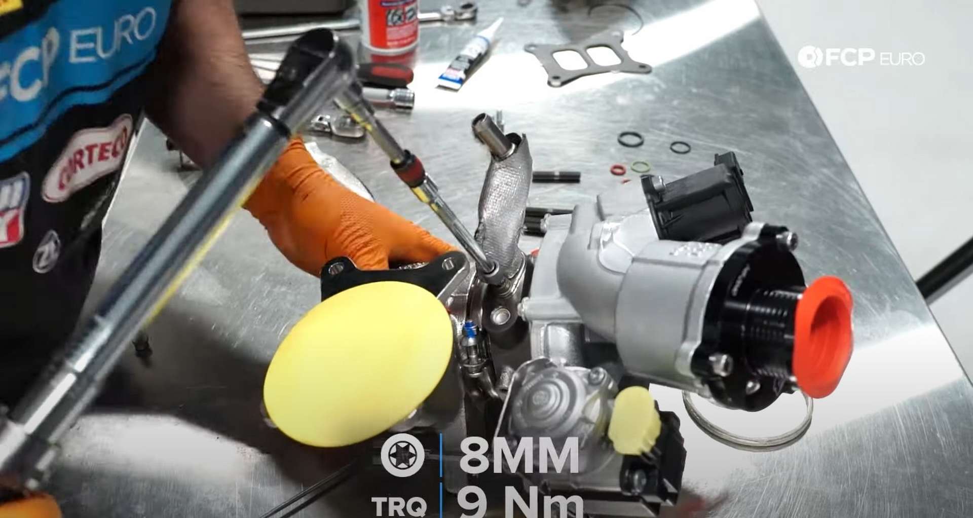DIY MK7 VW GTI Turbocharger Upgrade torquing the fitting’s bolts