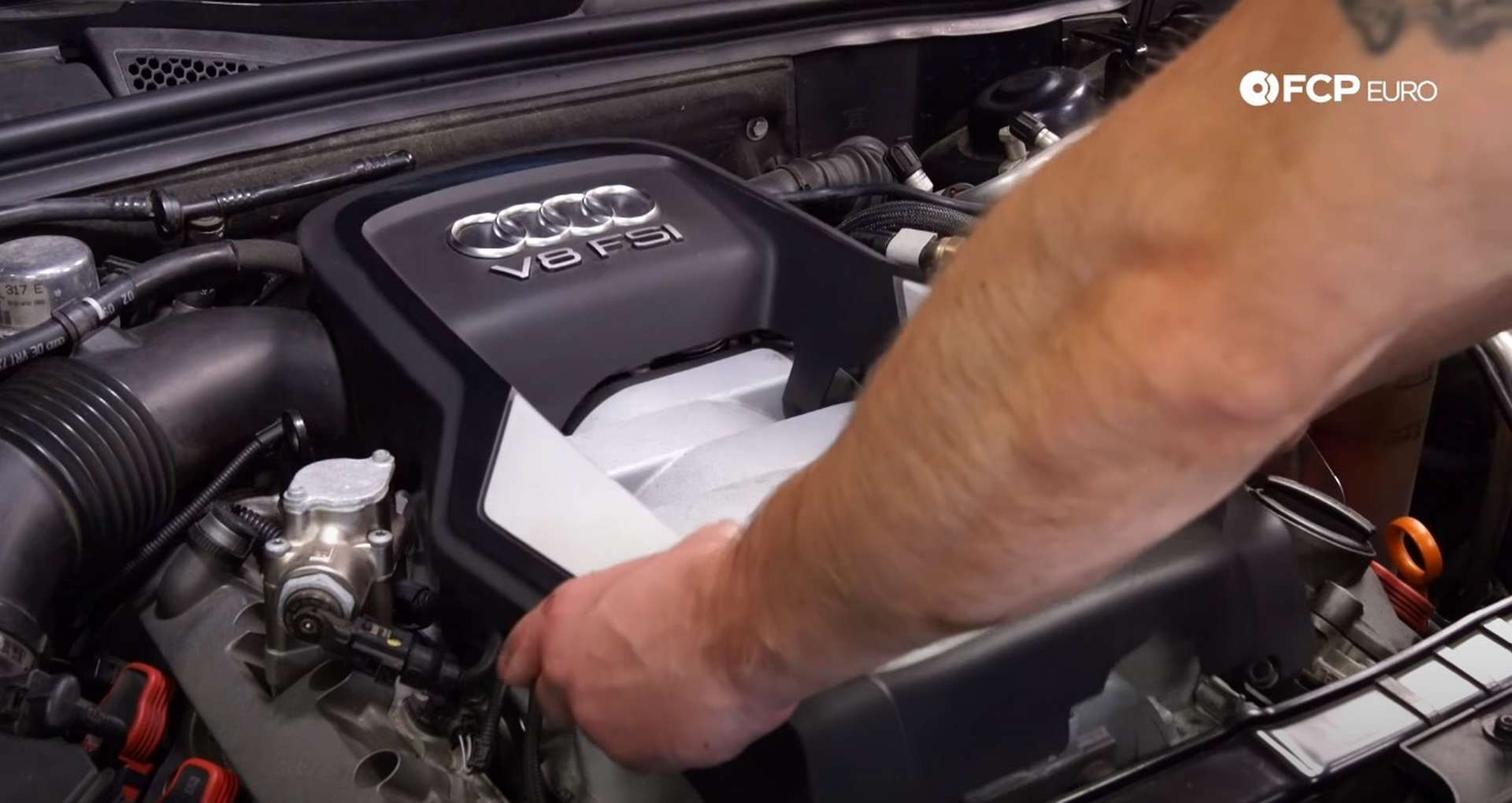 DIY Audi 4.2L V8 Oil Change removing the engine’s dress-up cover