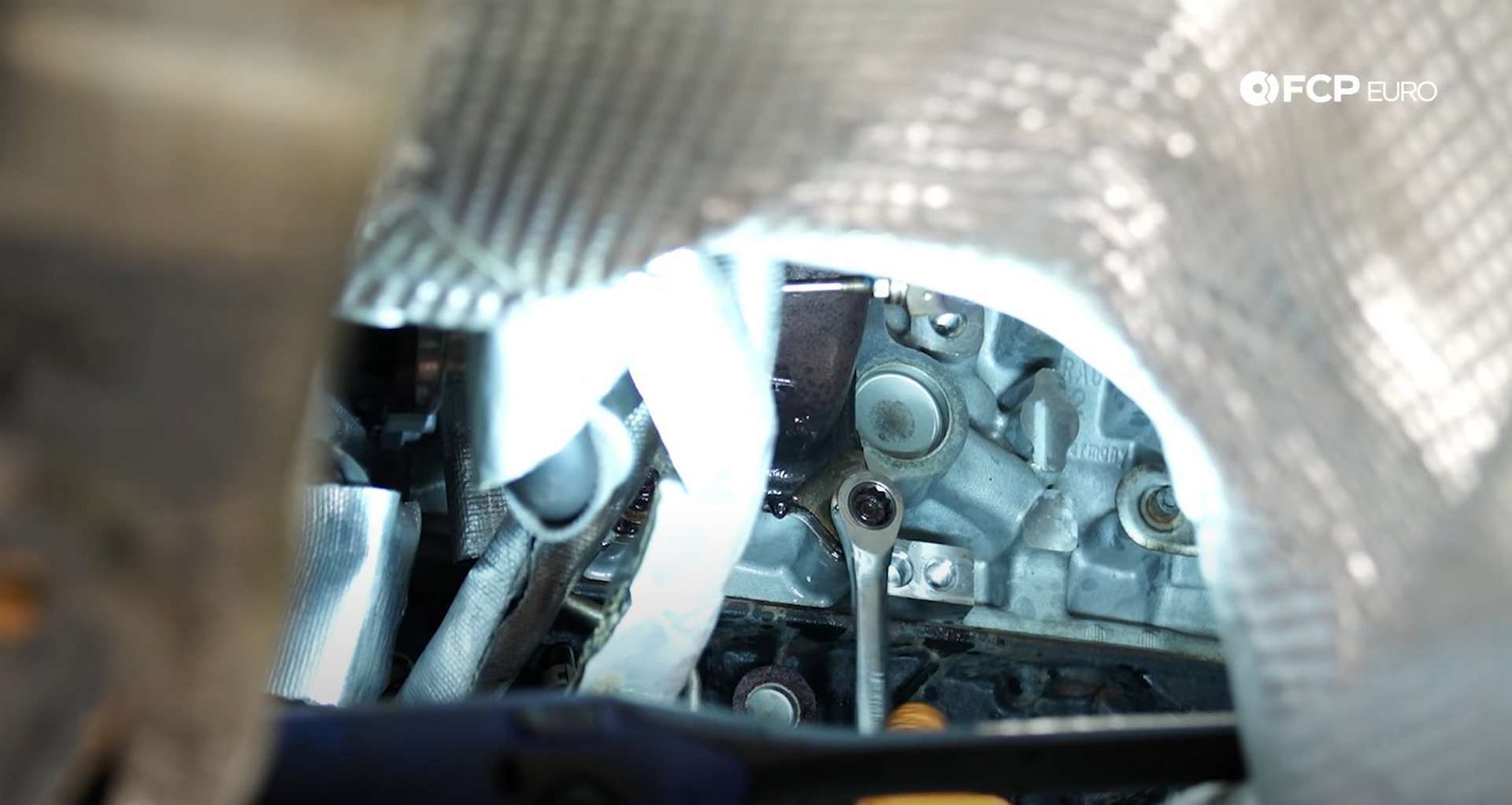 DIY MK7 VW GTI Turbocharger Upgrade removing lower exhaust housing nuts