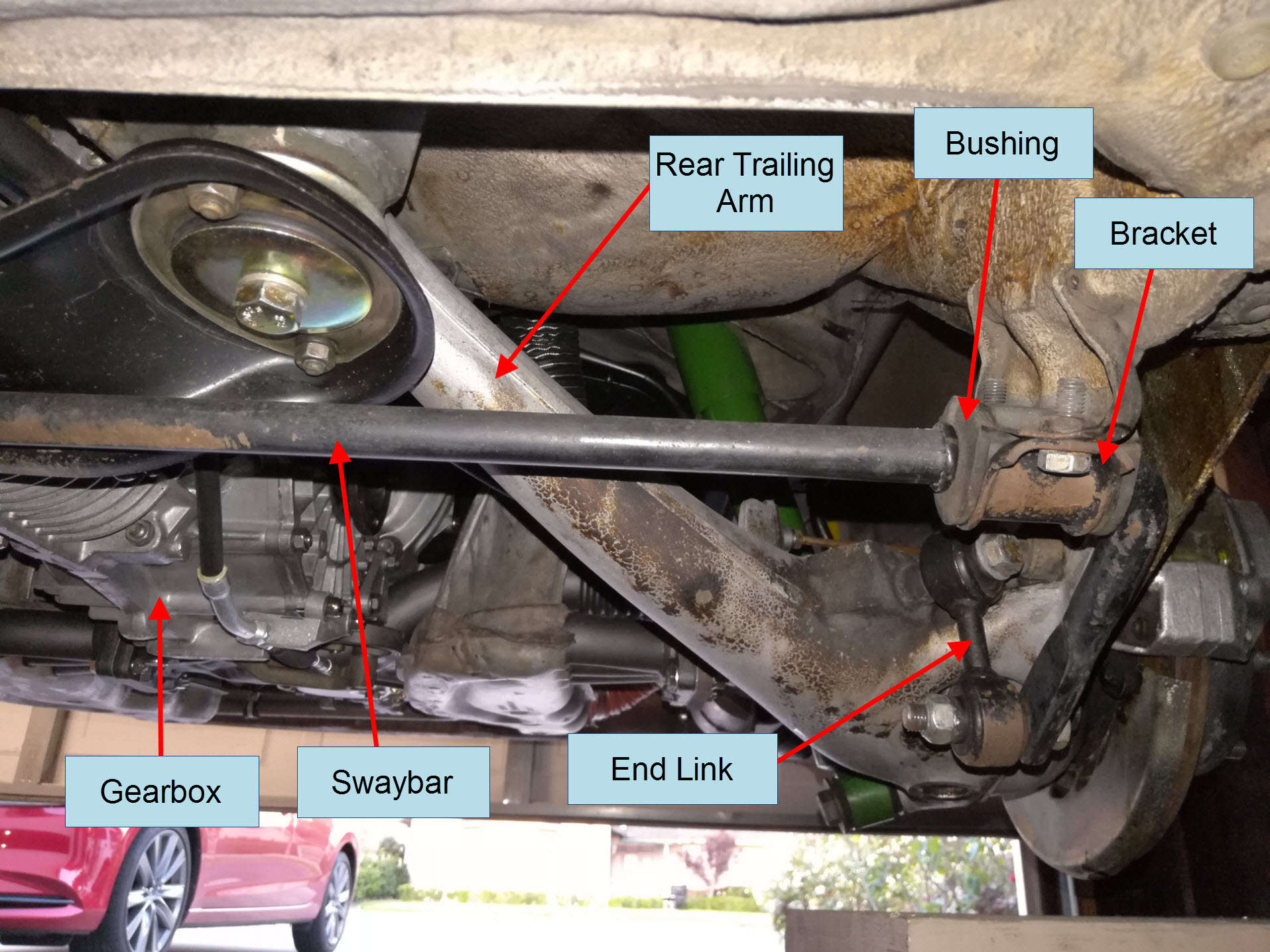 Air-cooled Porsche 911 rear swaybar mounting hardware.