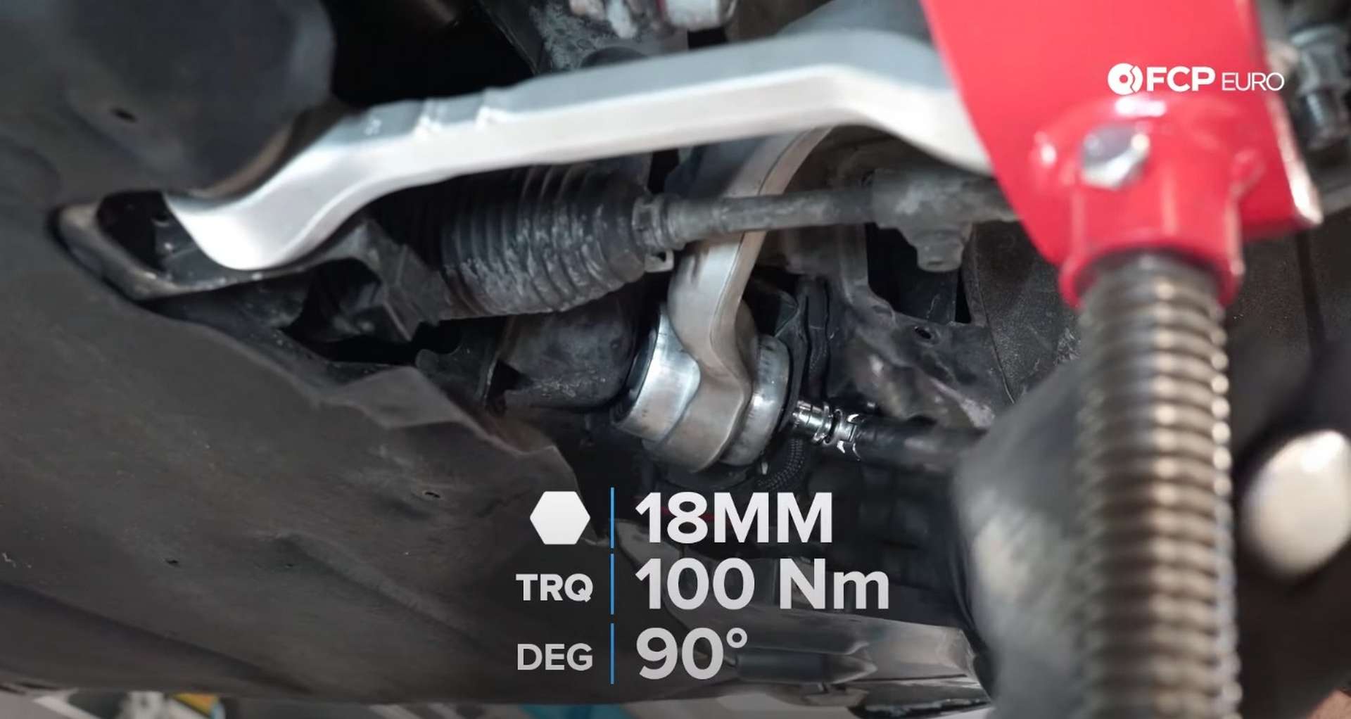 DIY BMW F30 Front Control Arm Replacement torquing the thrust arm