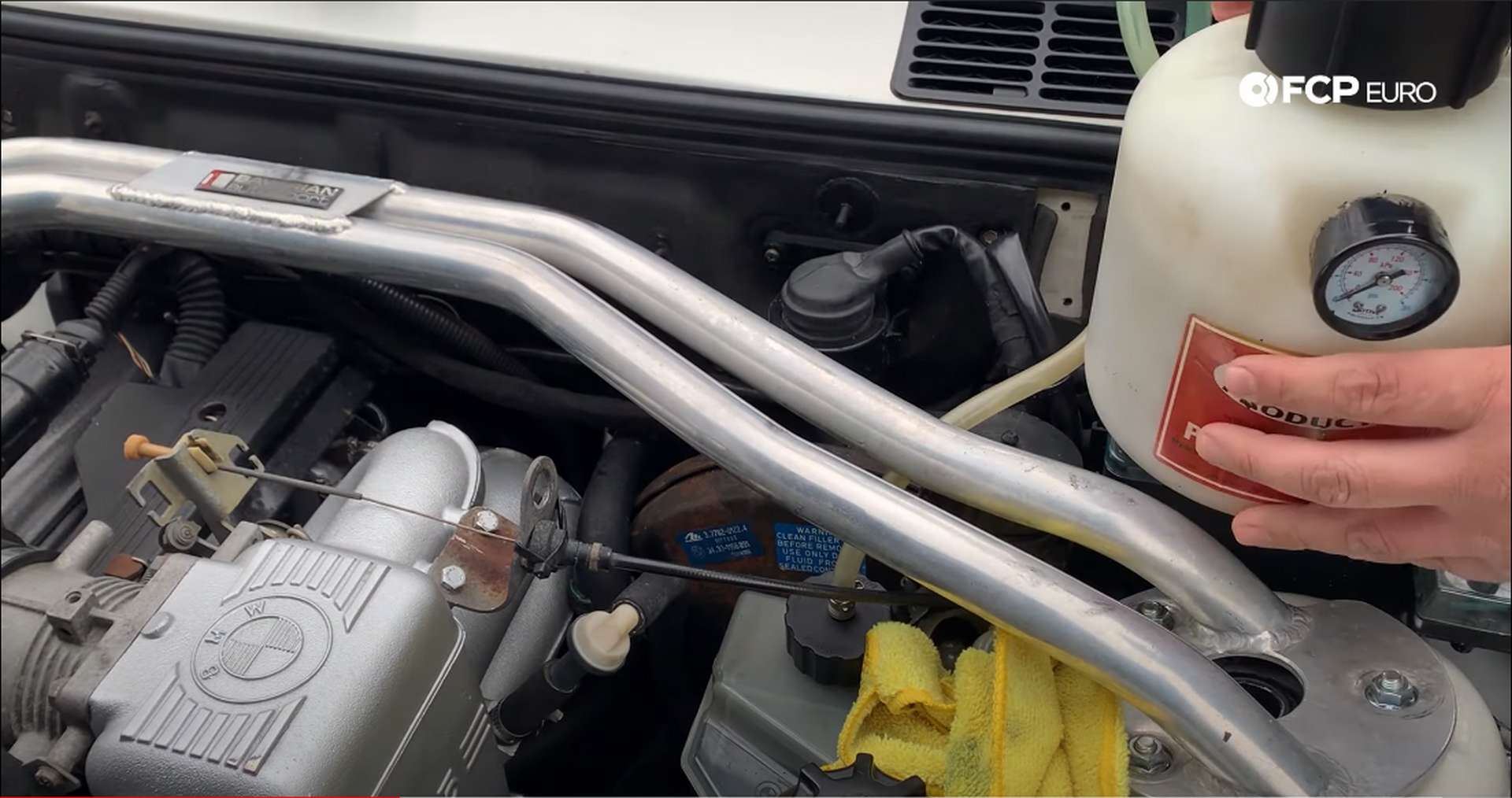 BMW E30 Brake Fluid Flush Brake Bleeder Attached