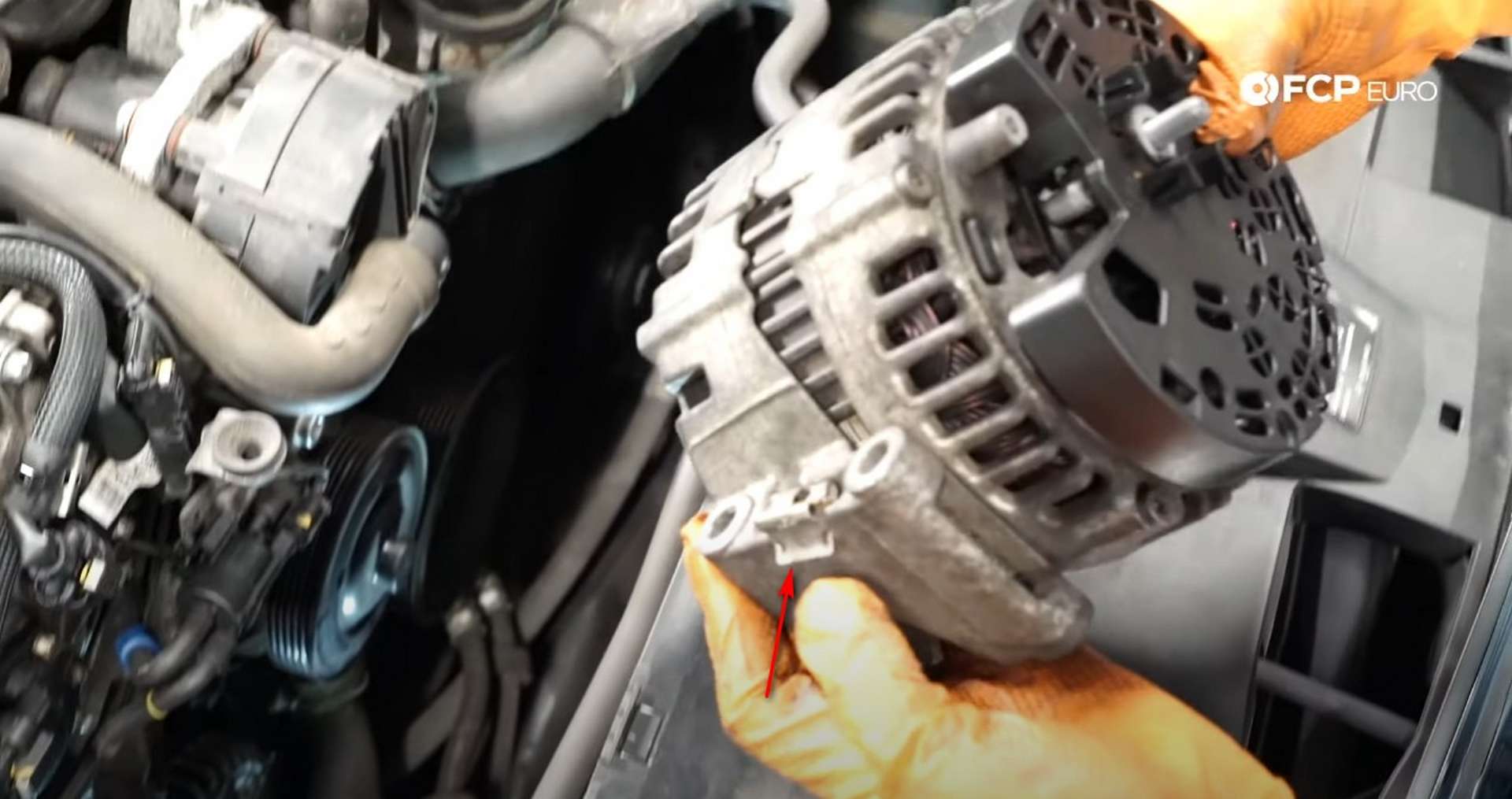 DIY Mercedes W212/204 Alternator and Drive Belt Replacement spring clip location on the old alternator