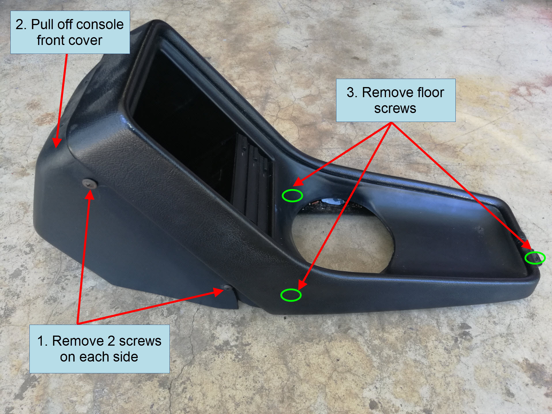 Air-cooled Porsche 911 center console removal.