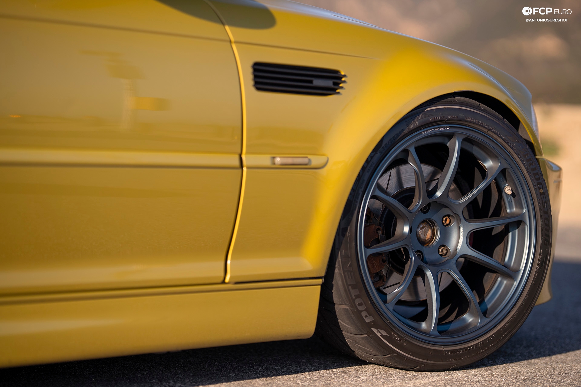 M3 BMW E46 Phoenix Yellow Volk Racing ZE40 Eibach Rays EOSR1895