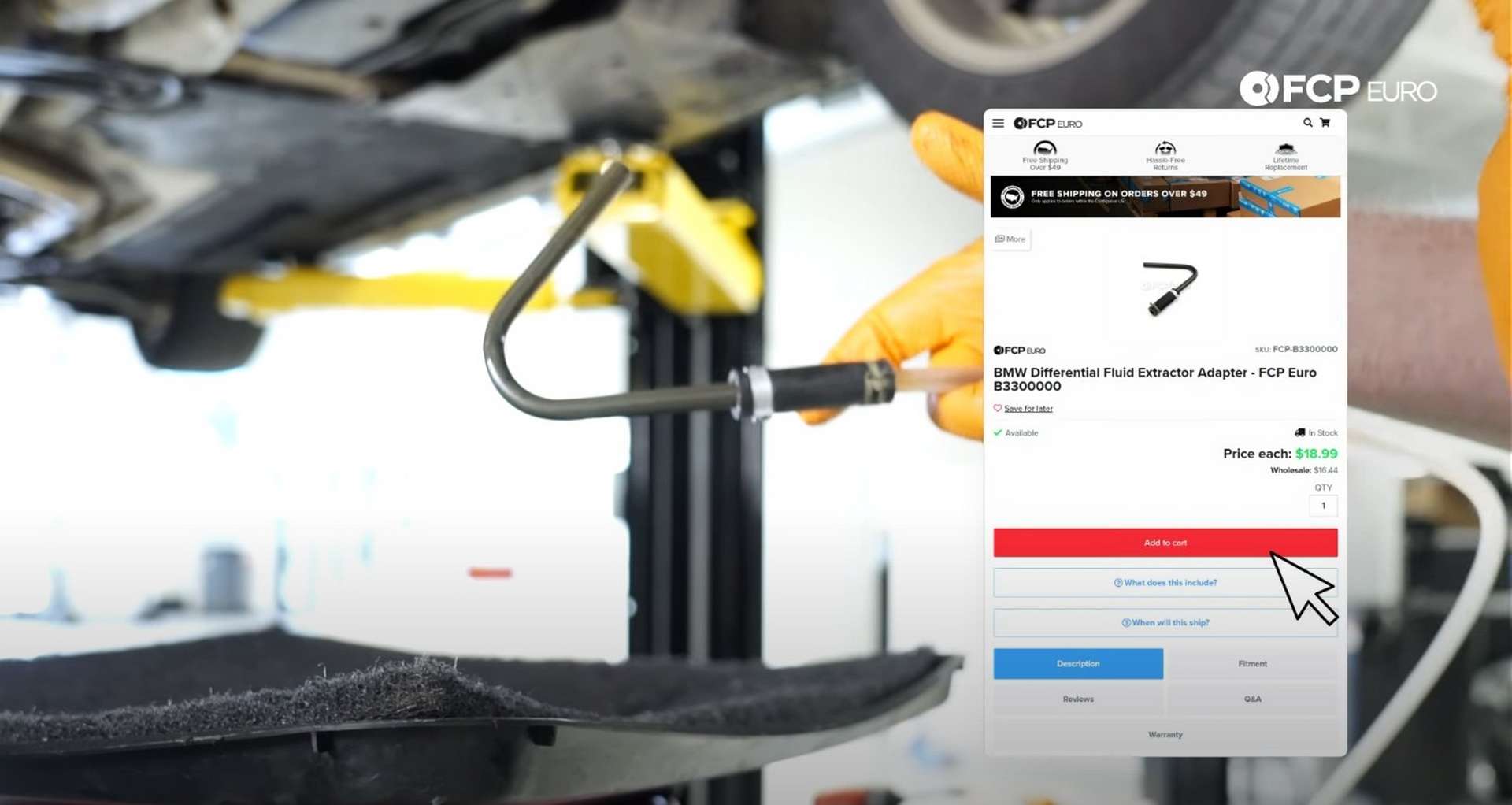 DIY BMW F30 Rear Differential Fluid Replacement attaching the adapter to the extractor