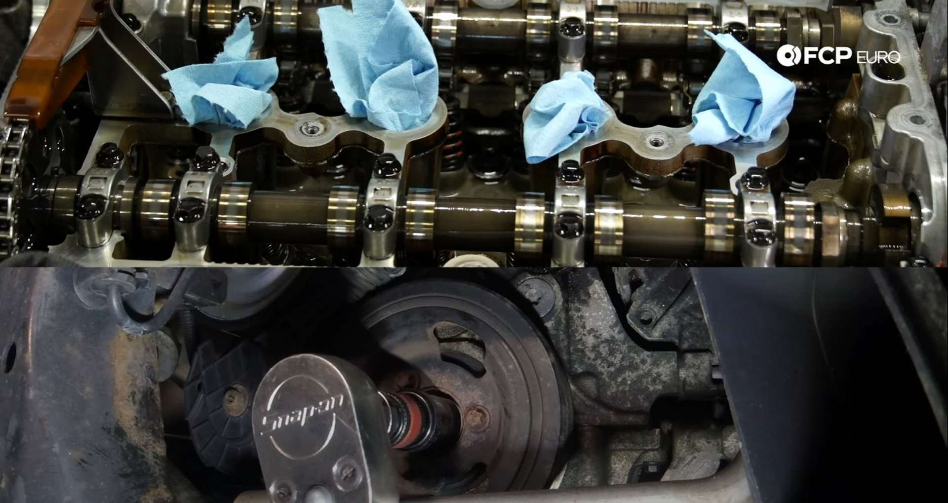 DIY MINI R56 Timing Chain Replacement rotating the engine into position