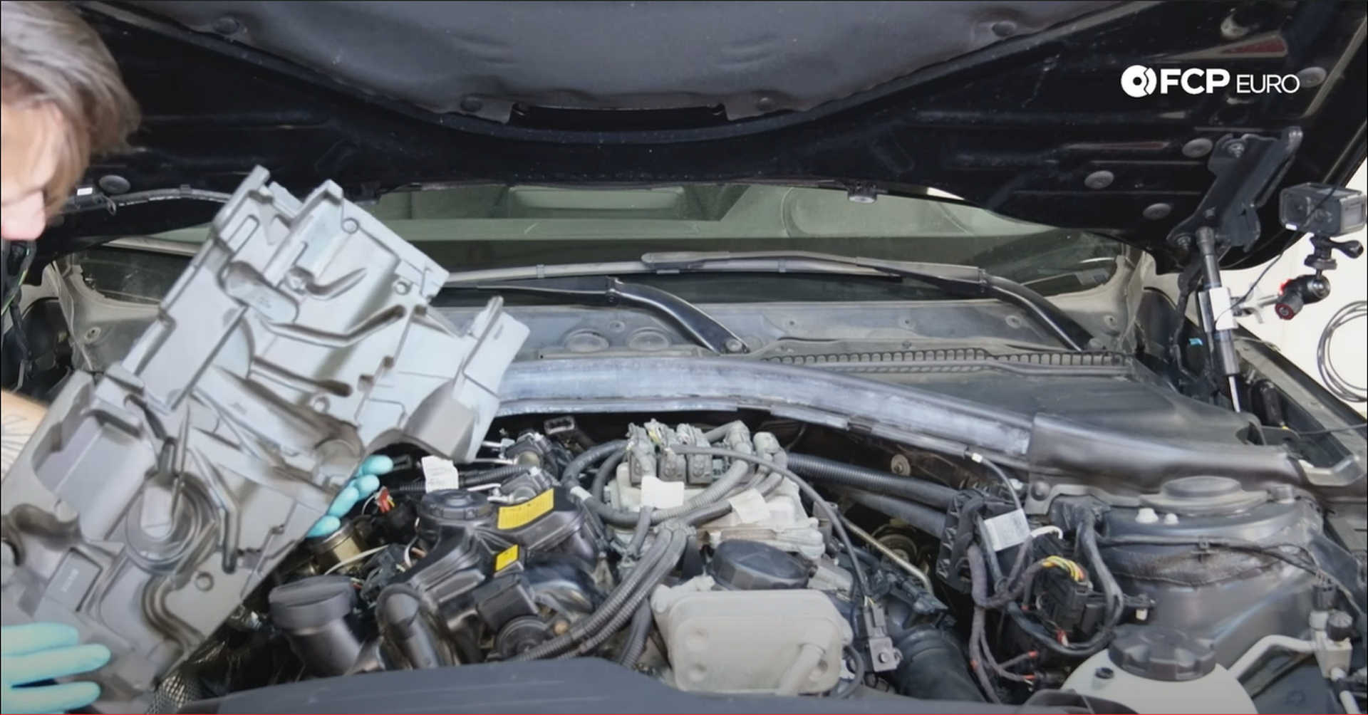 DIY BMW N20 Timing Chain showing the bottom of the foam