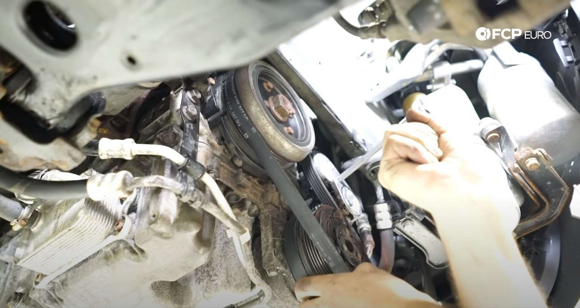DIY Volvo P1 Timing Belt Replacement refitting the A/C belt