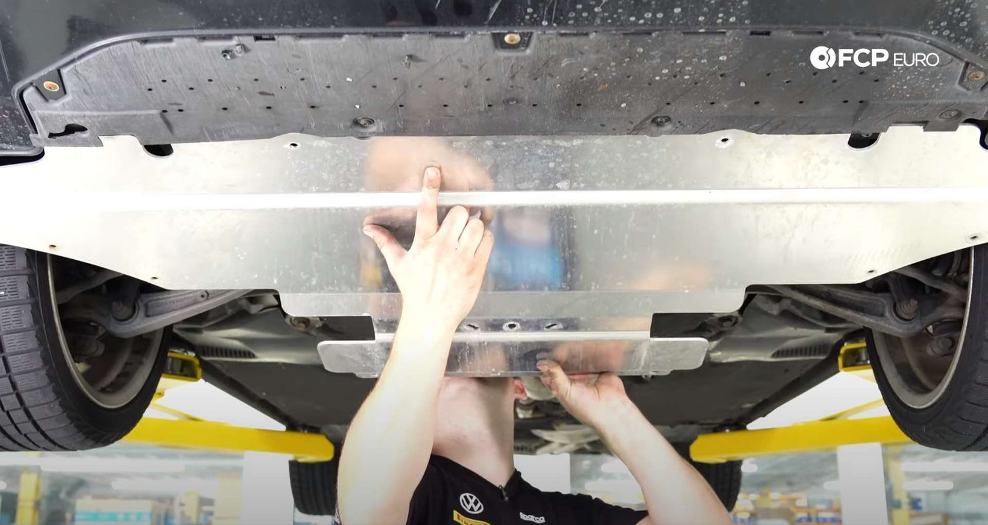 DIY Audi B8.5 Water Pump and Thermostat Replacement refitting the underbody
