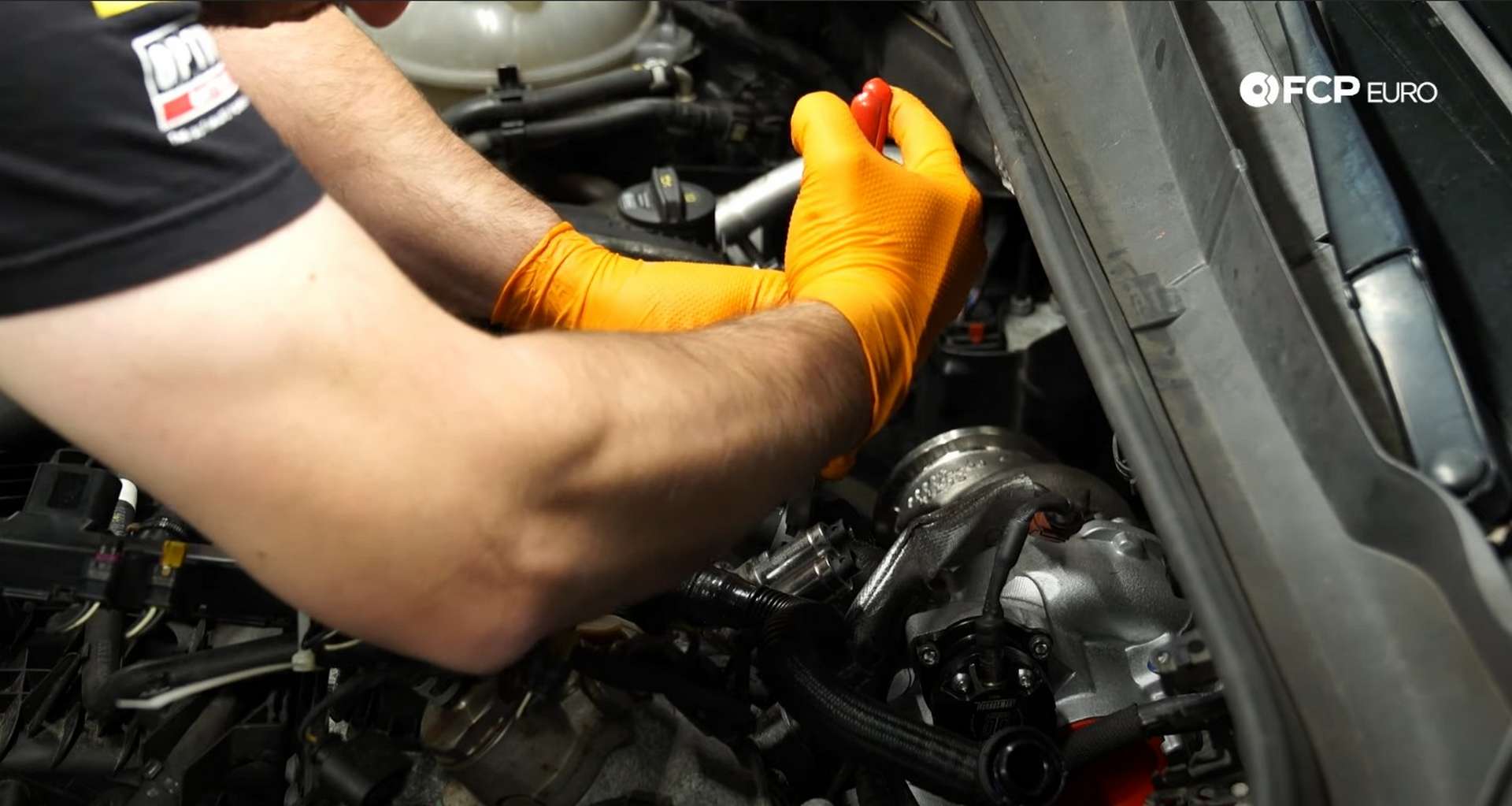 DIY MK7 VW GTI Turbocharger Upgrade refitting the coolant return line to the turbocharger