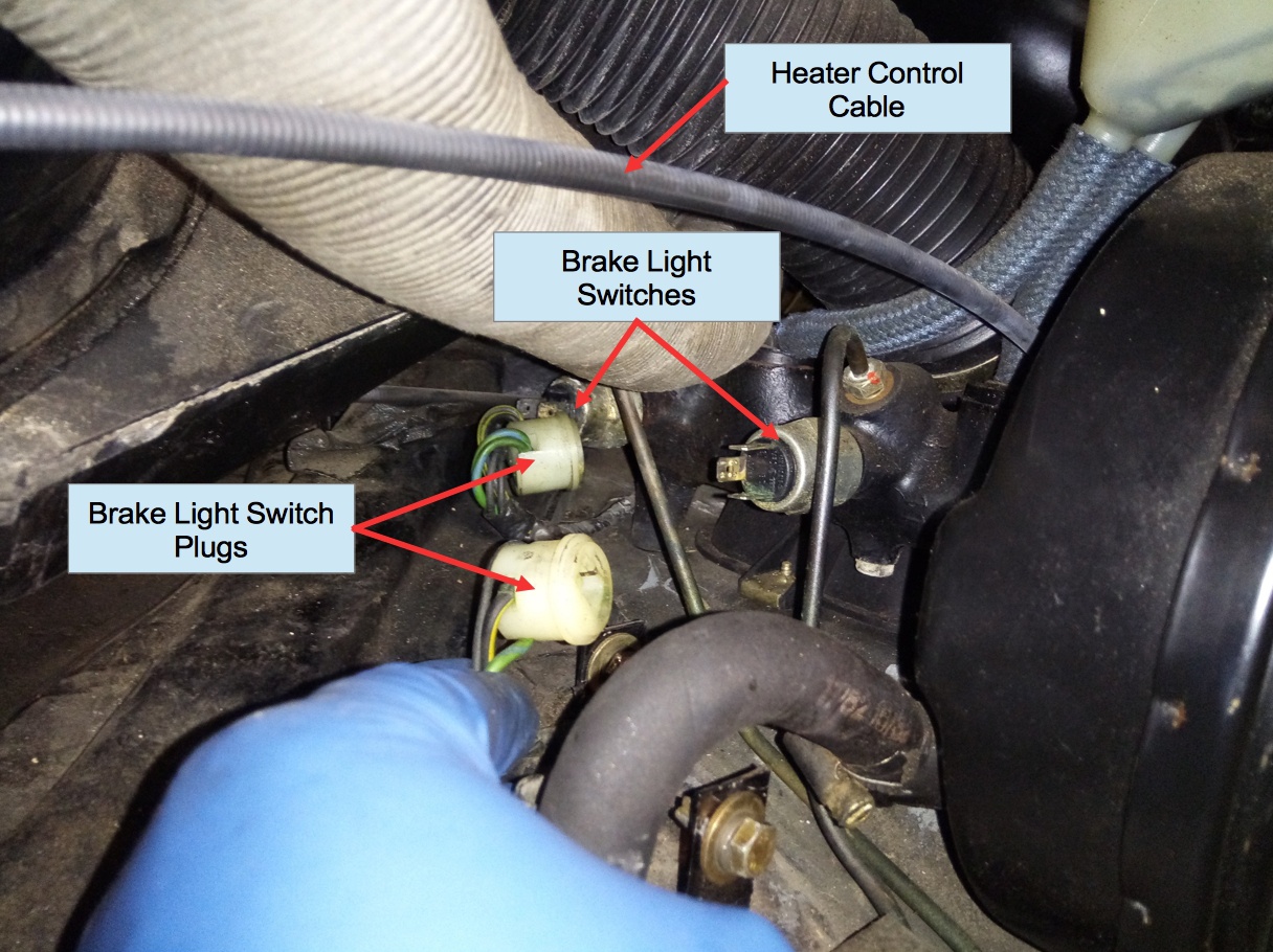 Air-cooled Porsche 911 master cylinder brake warning light switch plugs.