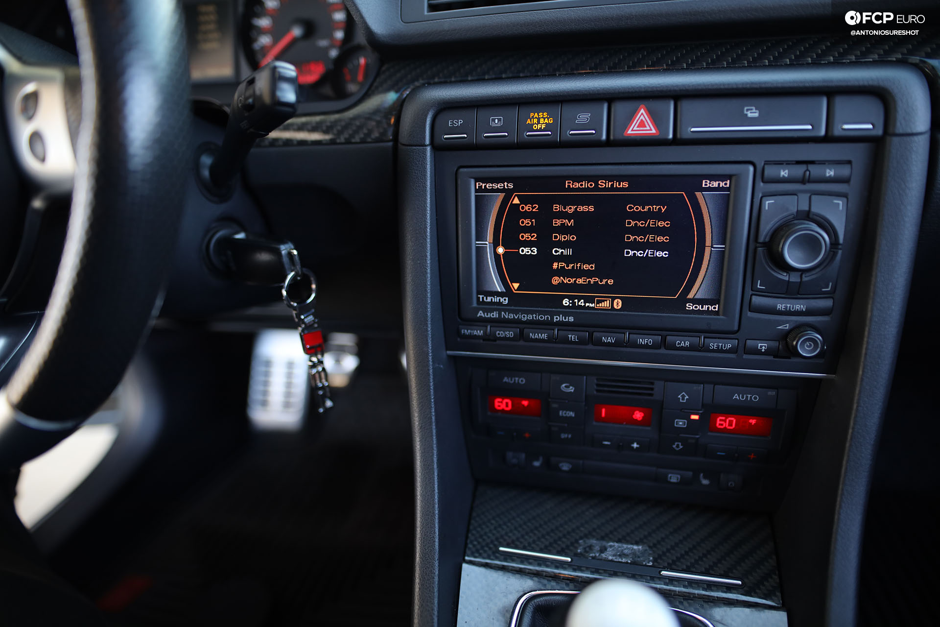 B7 Audi RS4 center console entertainment screen