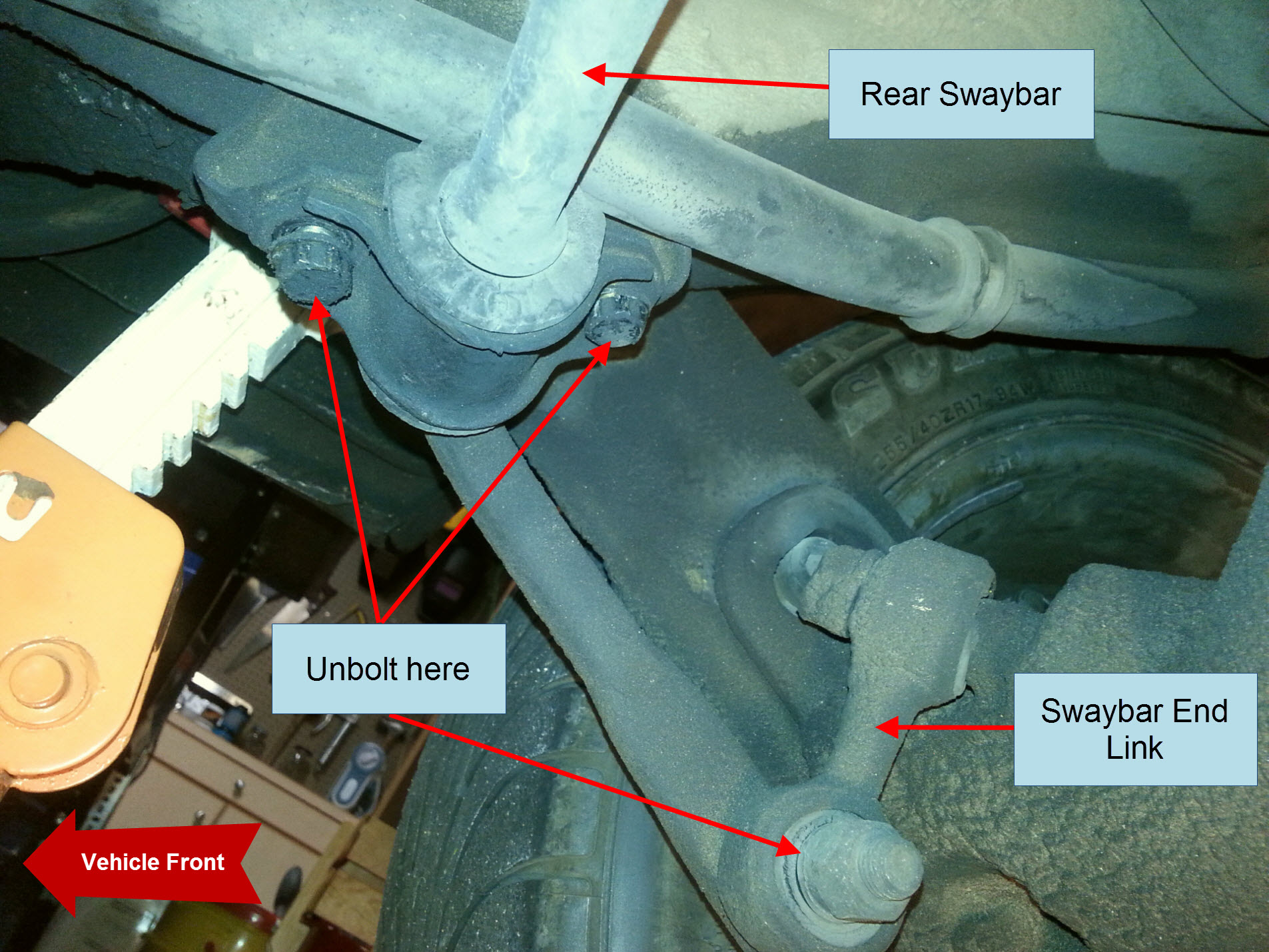 Air-cooled Porsche 911 rear swaybar connections.