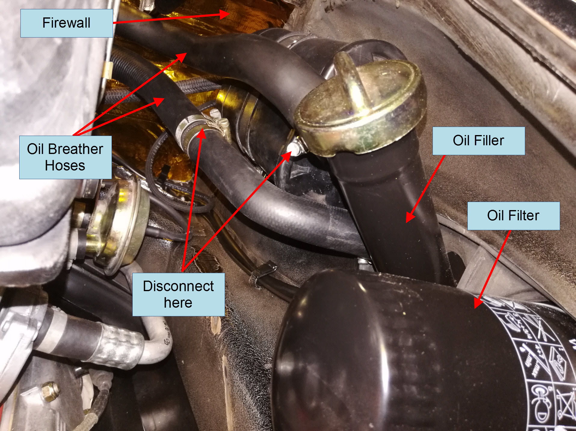Air-cooled Porsche 911 breather hoses.
