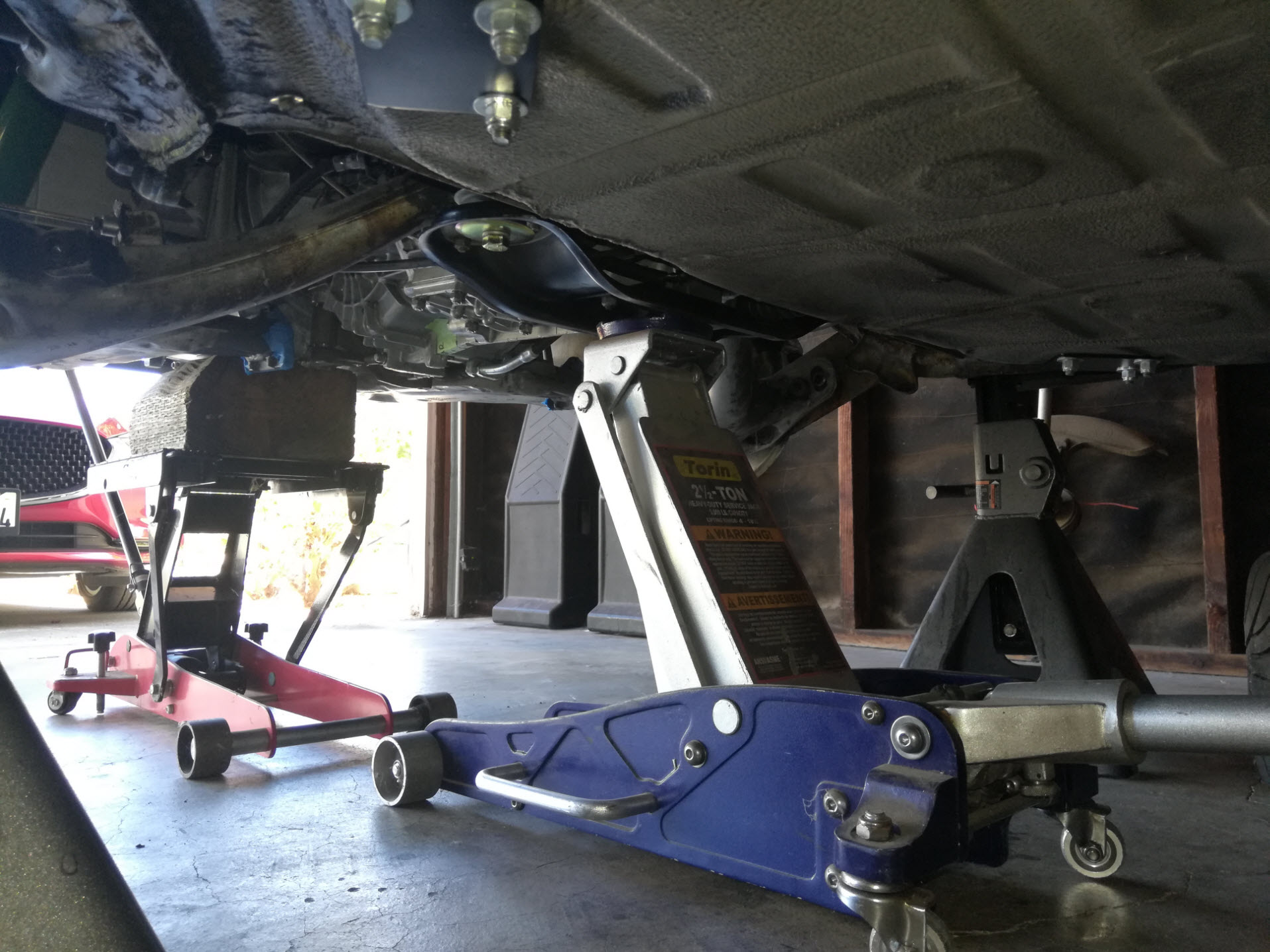 Air-cooled Porsche 911 floor jack for gearbox drop.