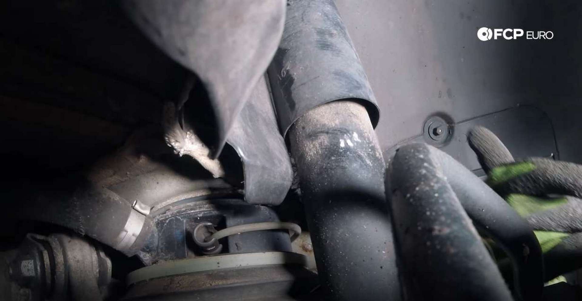 DIY Mercedes AIRMATIC Spring Replacement placing the socket onto the nut