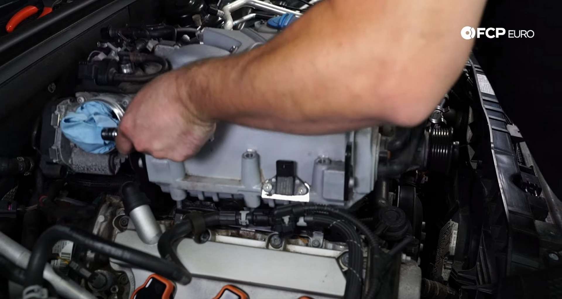 DIY Audi B8.5 Water Pump and Thermostat Replacement removing the supercharger