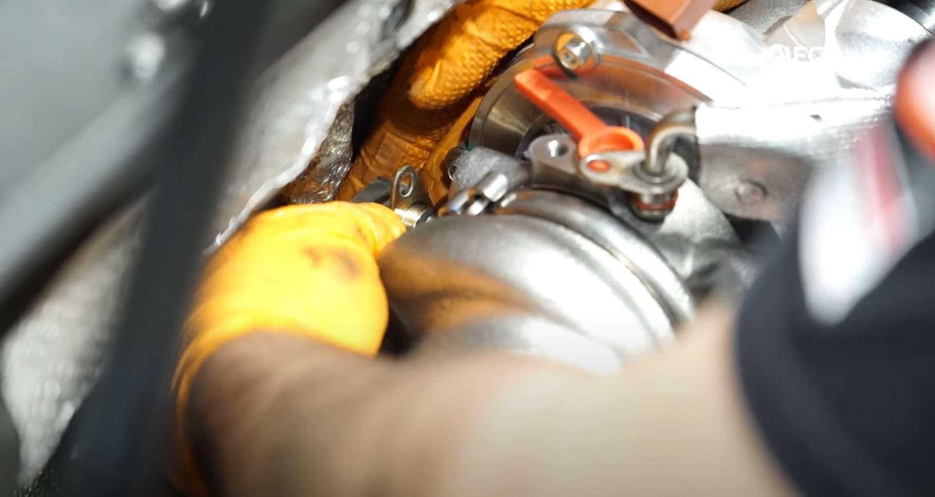 DIY MK7 VW GTI Turbocharger Upgrade installing the coolant feed line