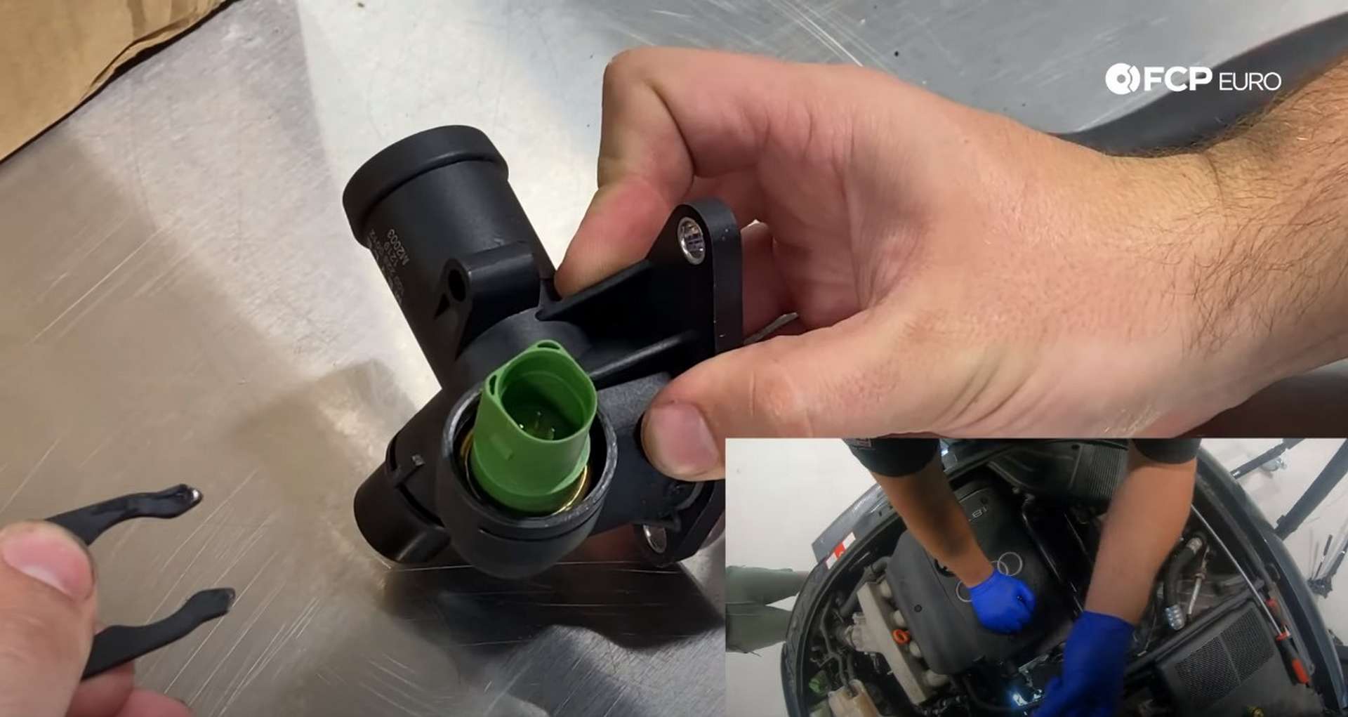 DIY Audi Coolant Temp Sensor removing the locking clip