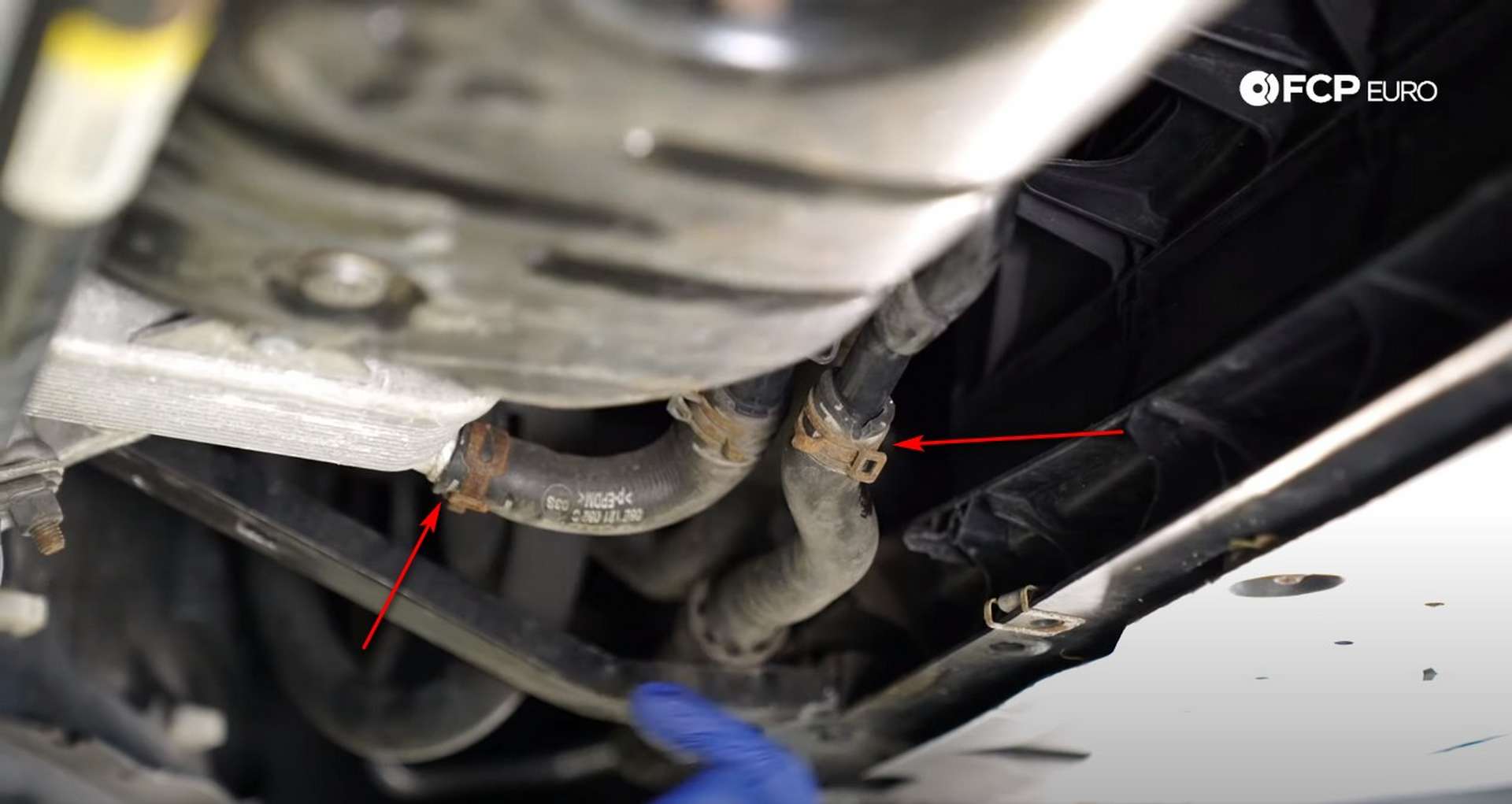 DIY Audi B8.5 Water Pump and Thermostat Replacement oil cooler and coolant crossover hoses