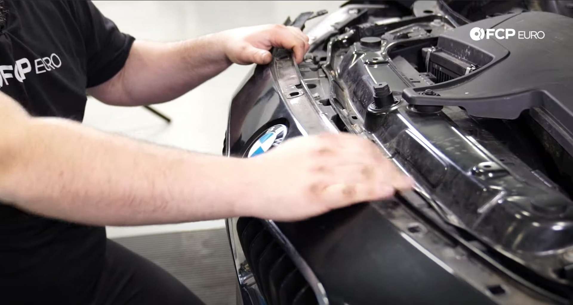 DIY BMW F30 Kidney Grill Replacement pulling the top of the bumper back