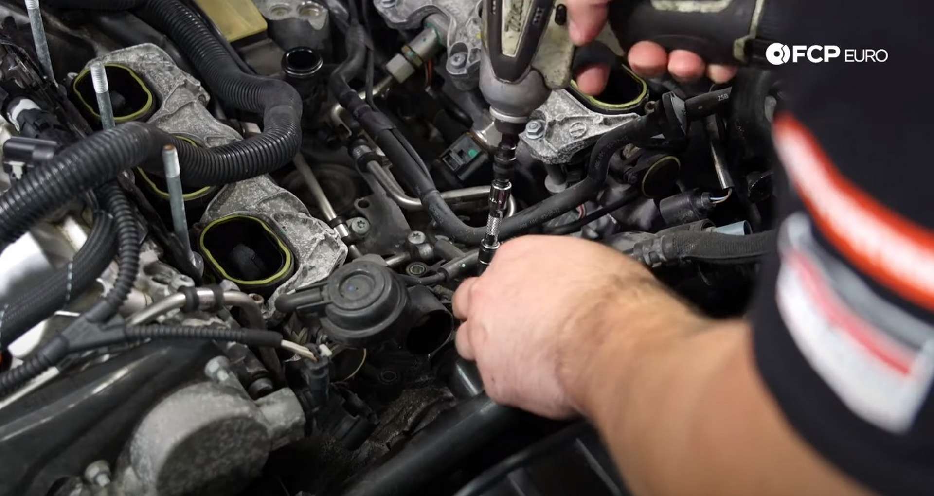 DIY Audi B8.5 Water Pump and Thermostat Replacement removing the thermostat fasteners