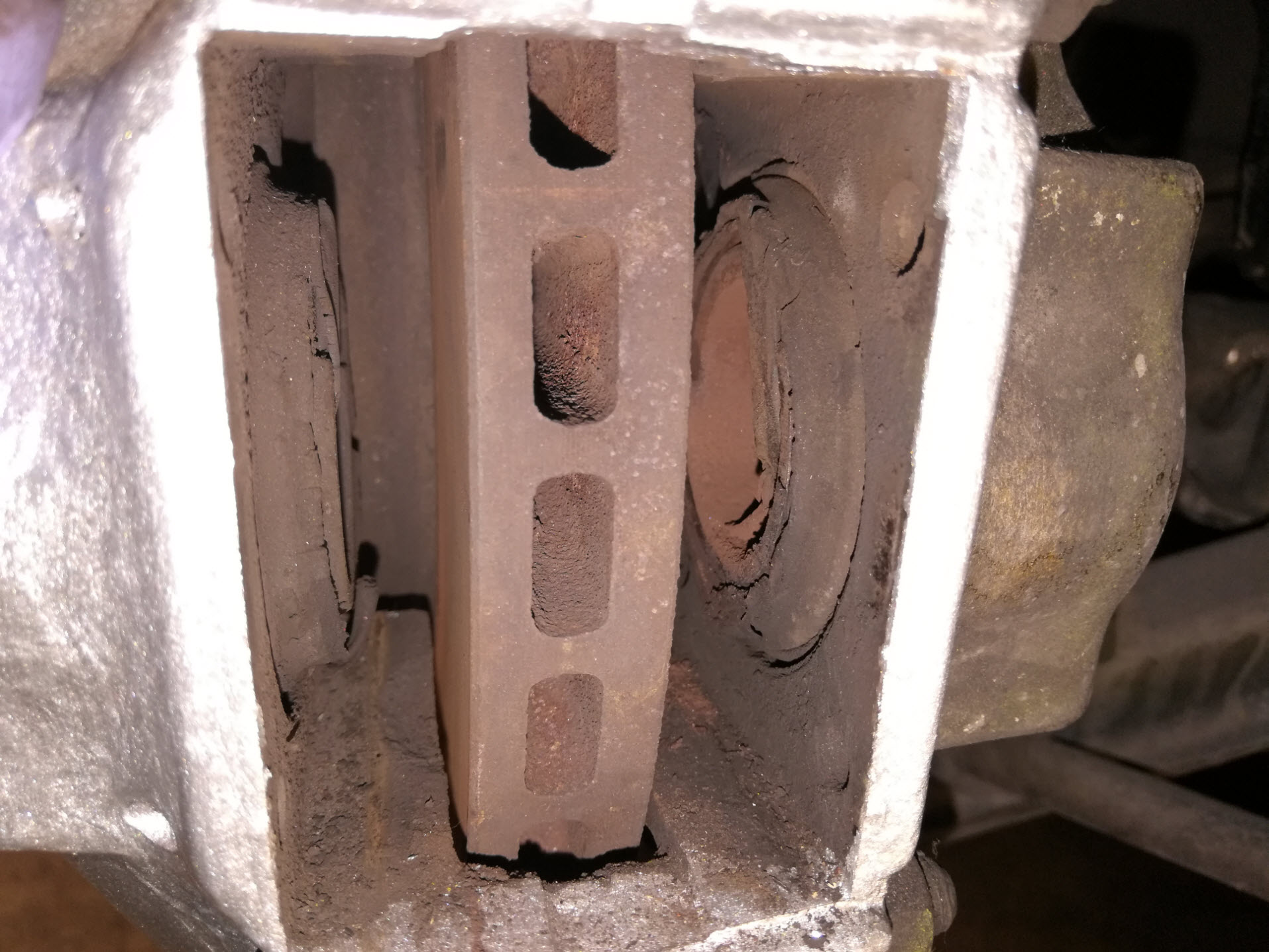 Air-cooled Porsche 911 brake caliper interior pistons.