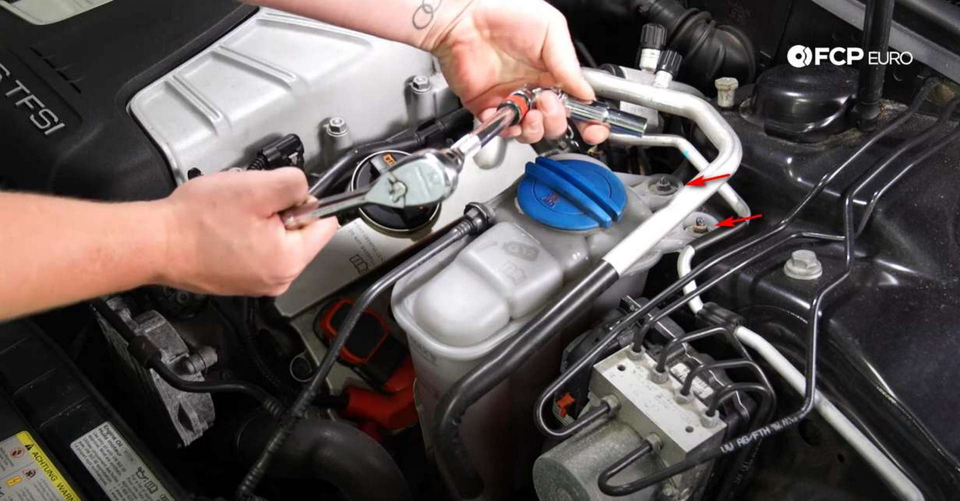 DIY Audi B8 Plugs and Coils expansion tank nut locations