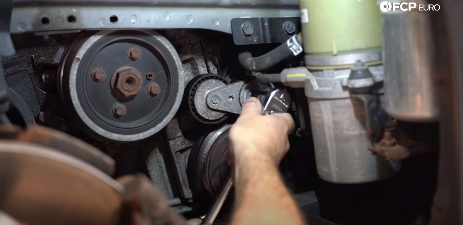 DIY Volvo Alternator and Serpentine Belt Replacement removing A/C belt tensioner
