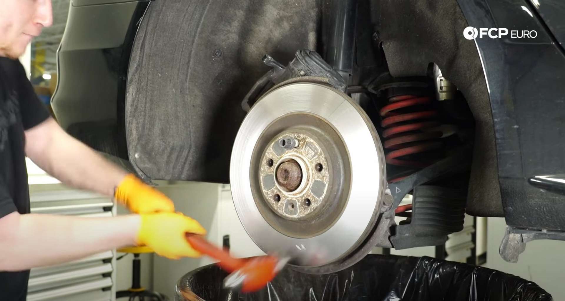 DIY Audi B8 S4 Rear Brake Service hitting the rotor