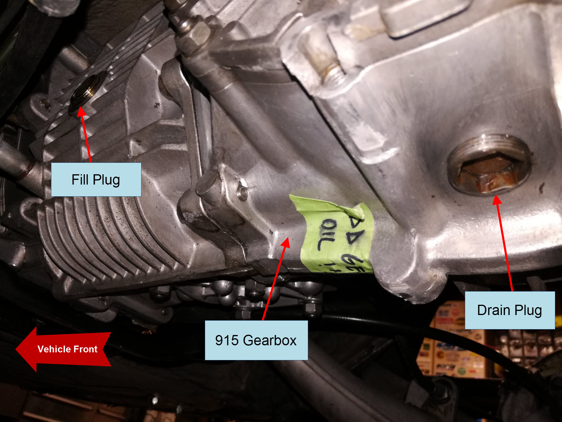 Air-cooled Porsche 911 gearbox drain and fill plugs.