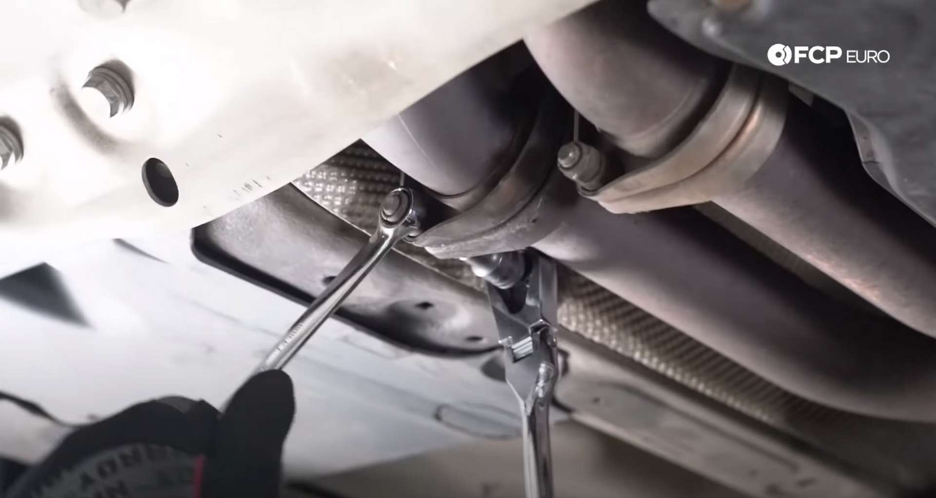 DIY E46 BMW M3 Rear Subframe Refresh Part 1 unbolting the exhaust