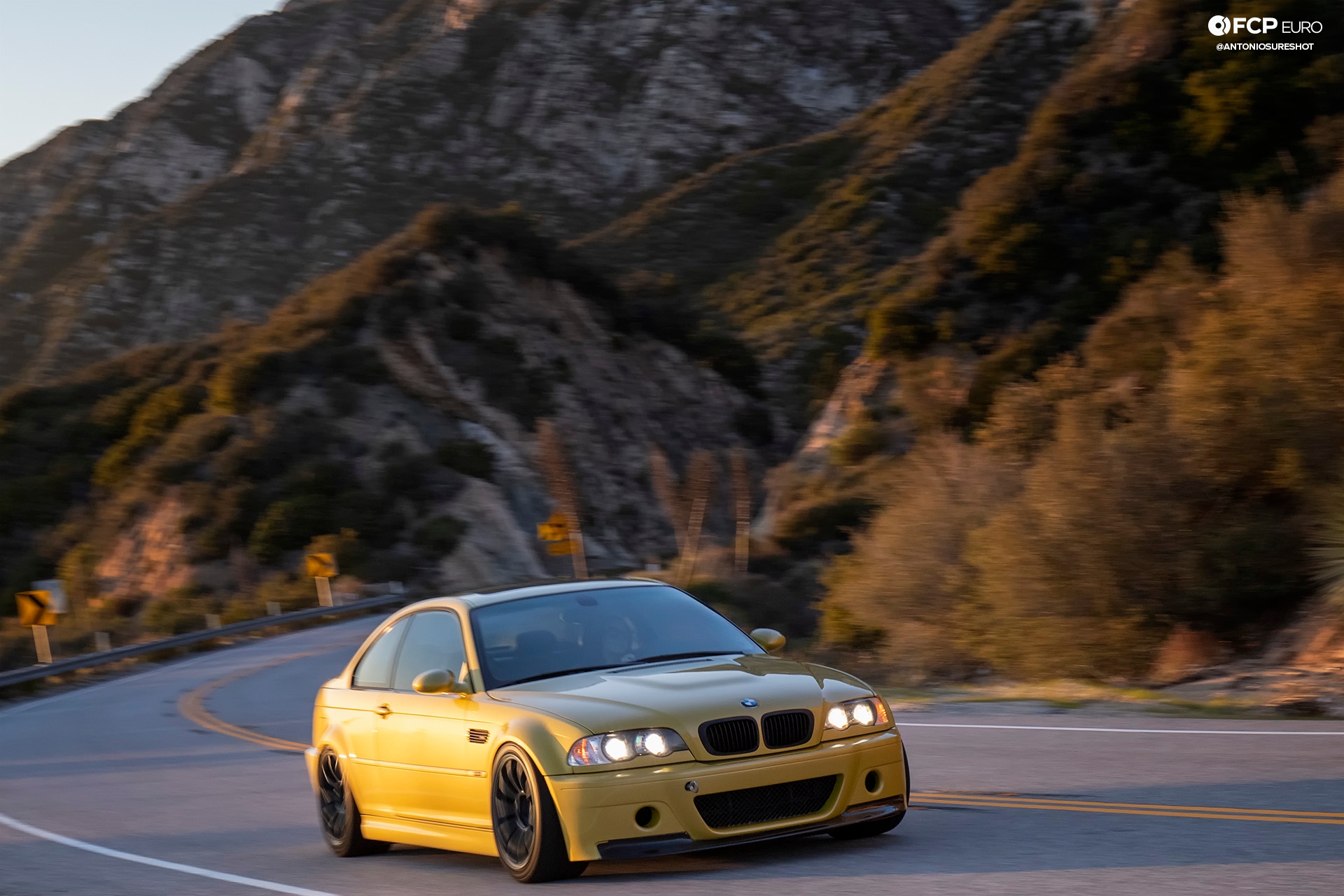 M3 BMW E46 Phoenix Yellow Volk Racing ZE40 Eibach Rays ANT28261