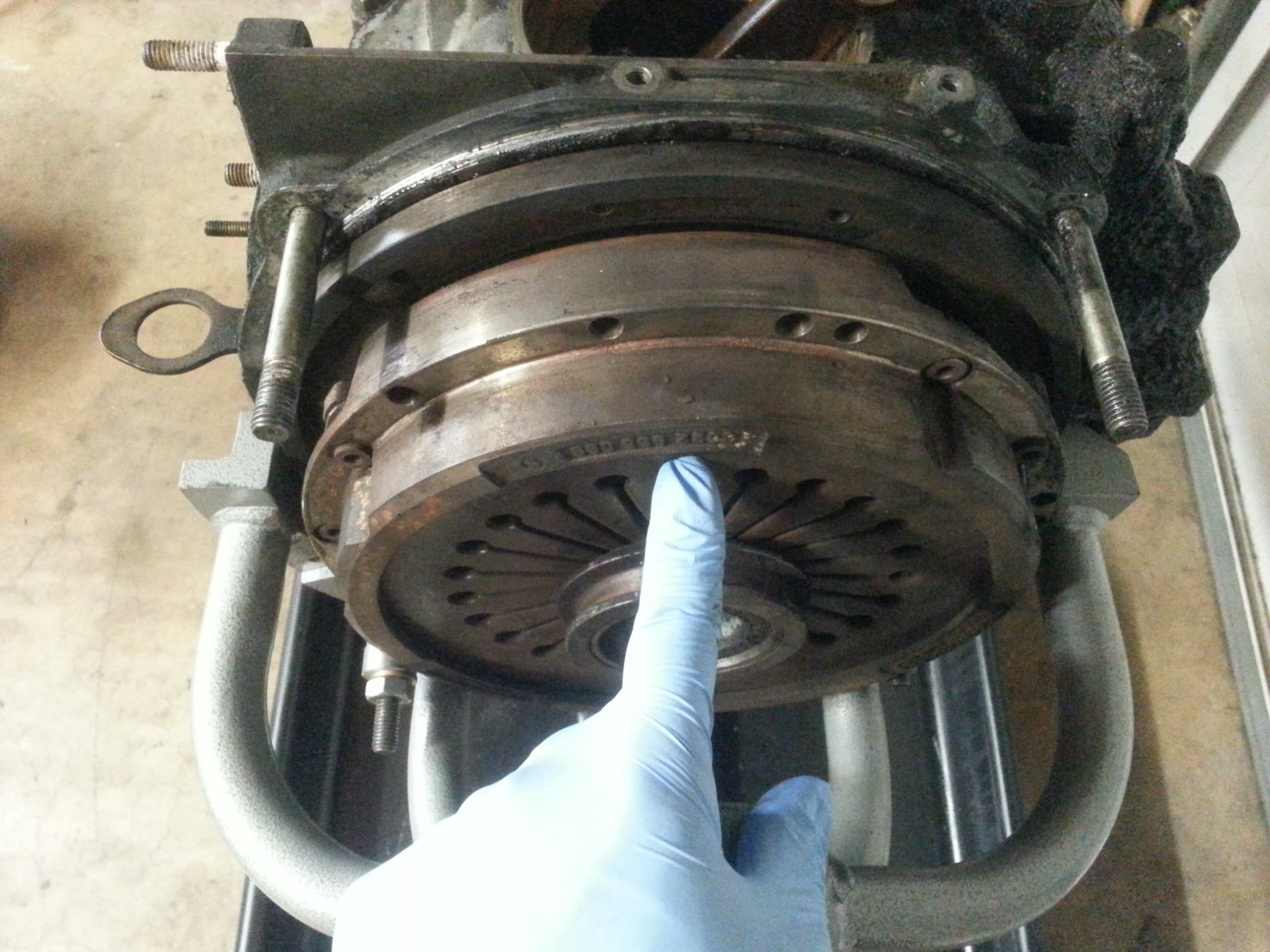 Air-cooled Porsche 911 clutch pressure plate.