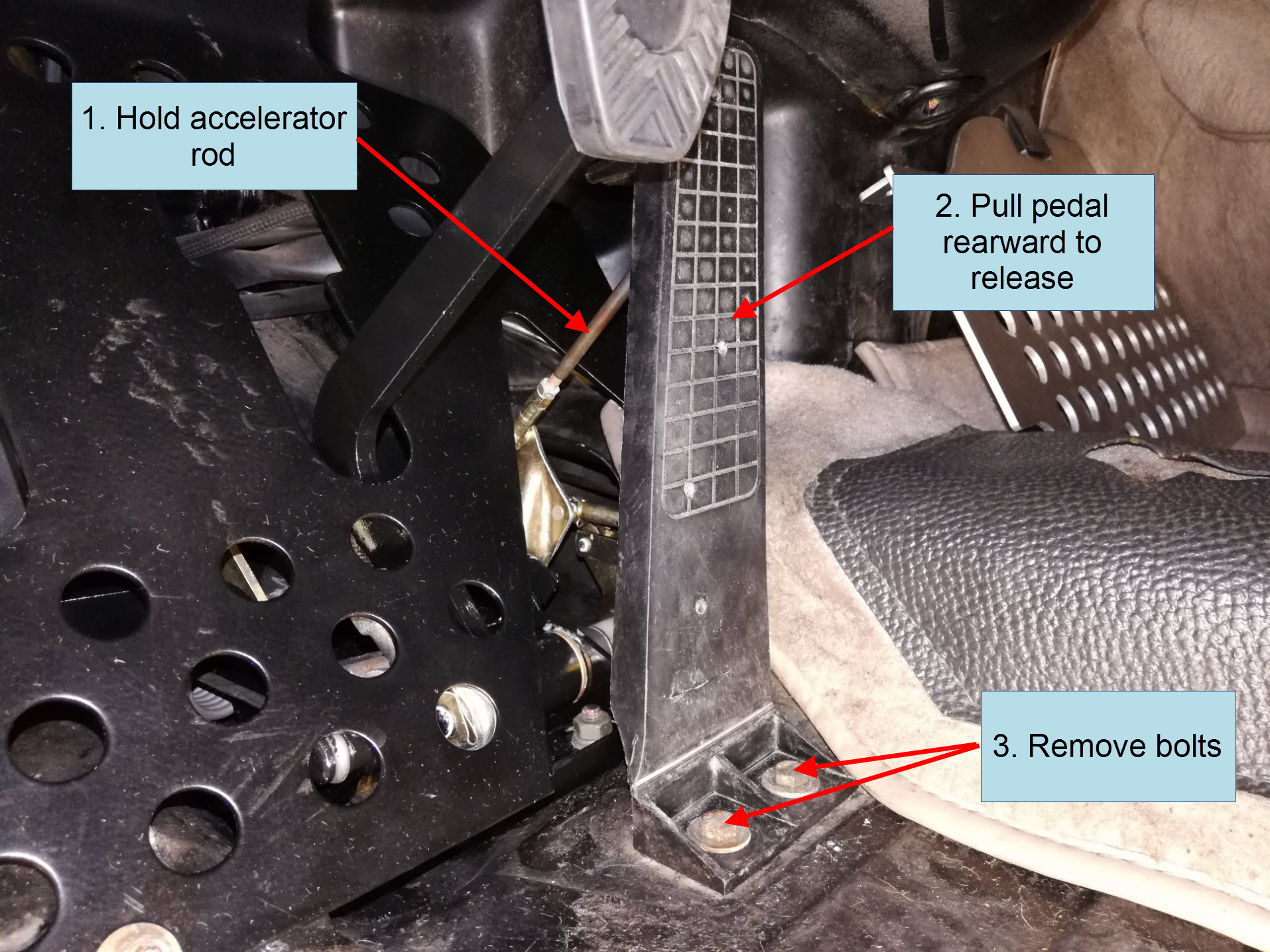 Air-cooled Porsche 911 accelerator pedal removal.