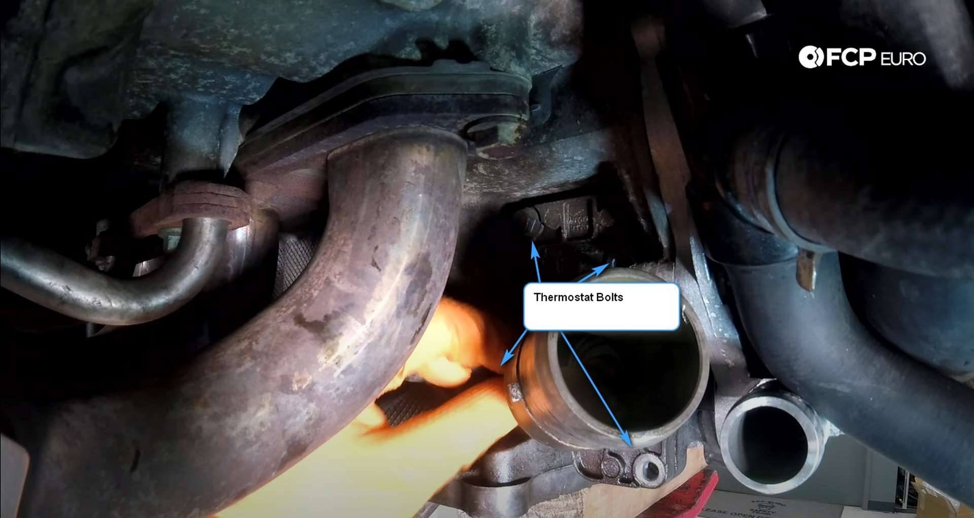 DIY Porsche 996 911 Water Pump And Thermostat Replacement thermostat bolt locations