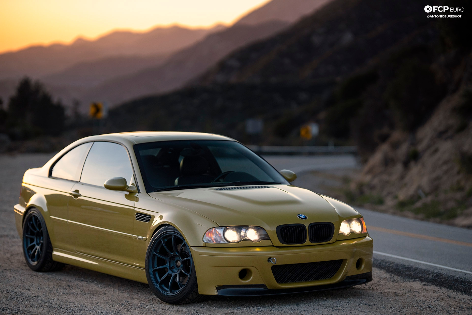 M3 BMW E46 Phoenix Yellow Volk Racing ZE40 Eibach Rays EOSR1950