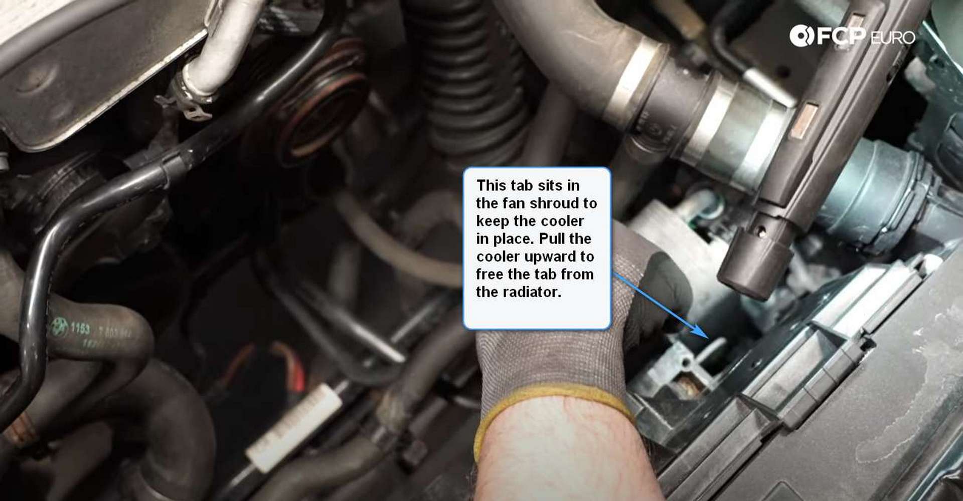 DIY BMW F30 Radiator Replacement removing the upper radiator fastene