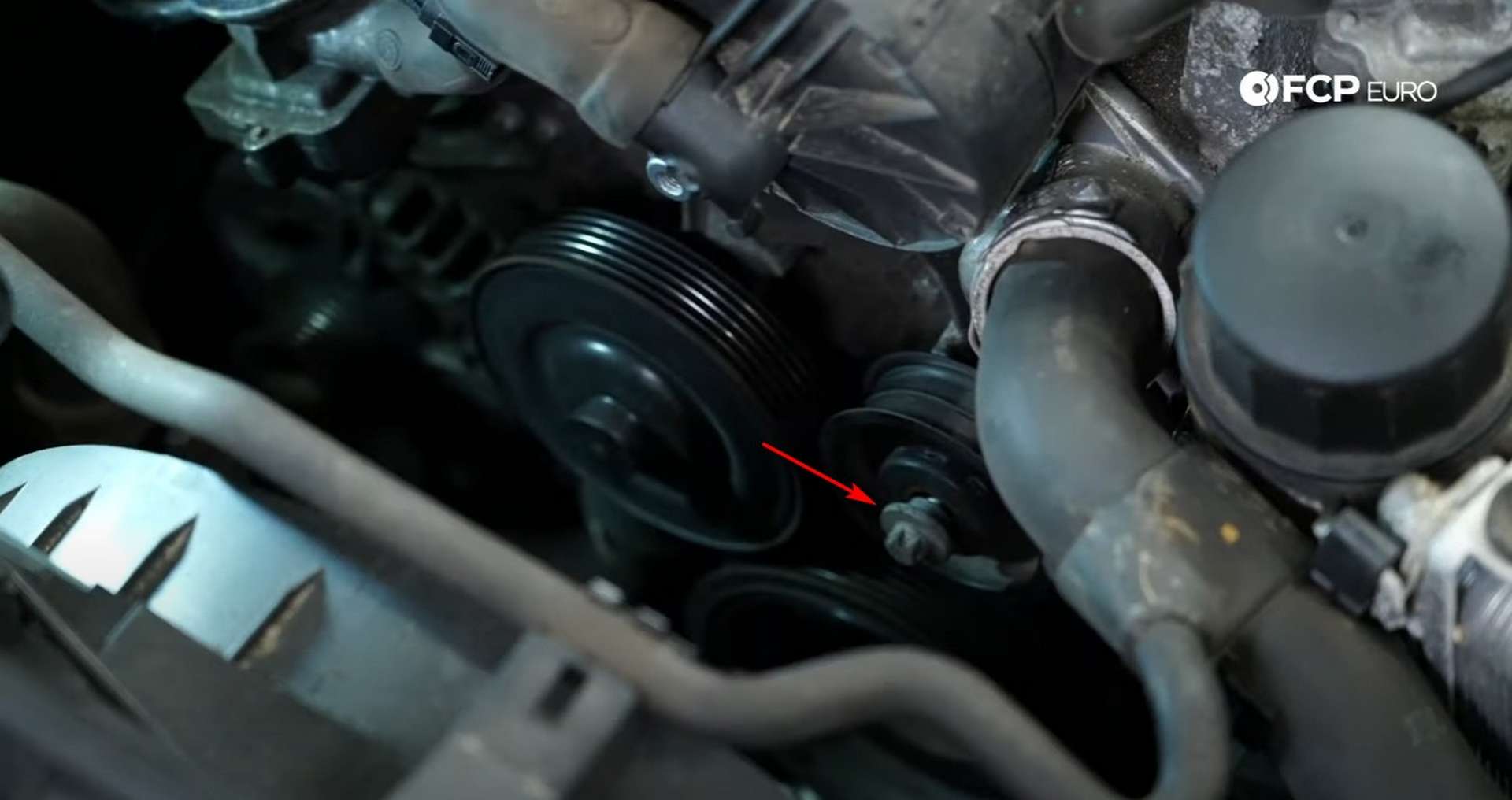 DIY Mercedes W212/204 Alternator and Drive Belt Replacement removing an idler pulley