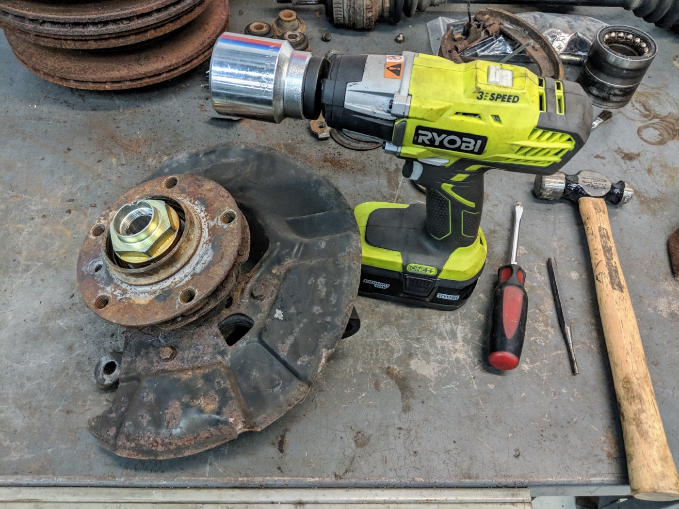 e36 wheel hub nut removal ryobi impact