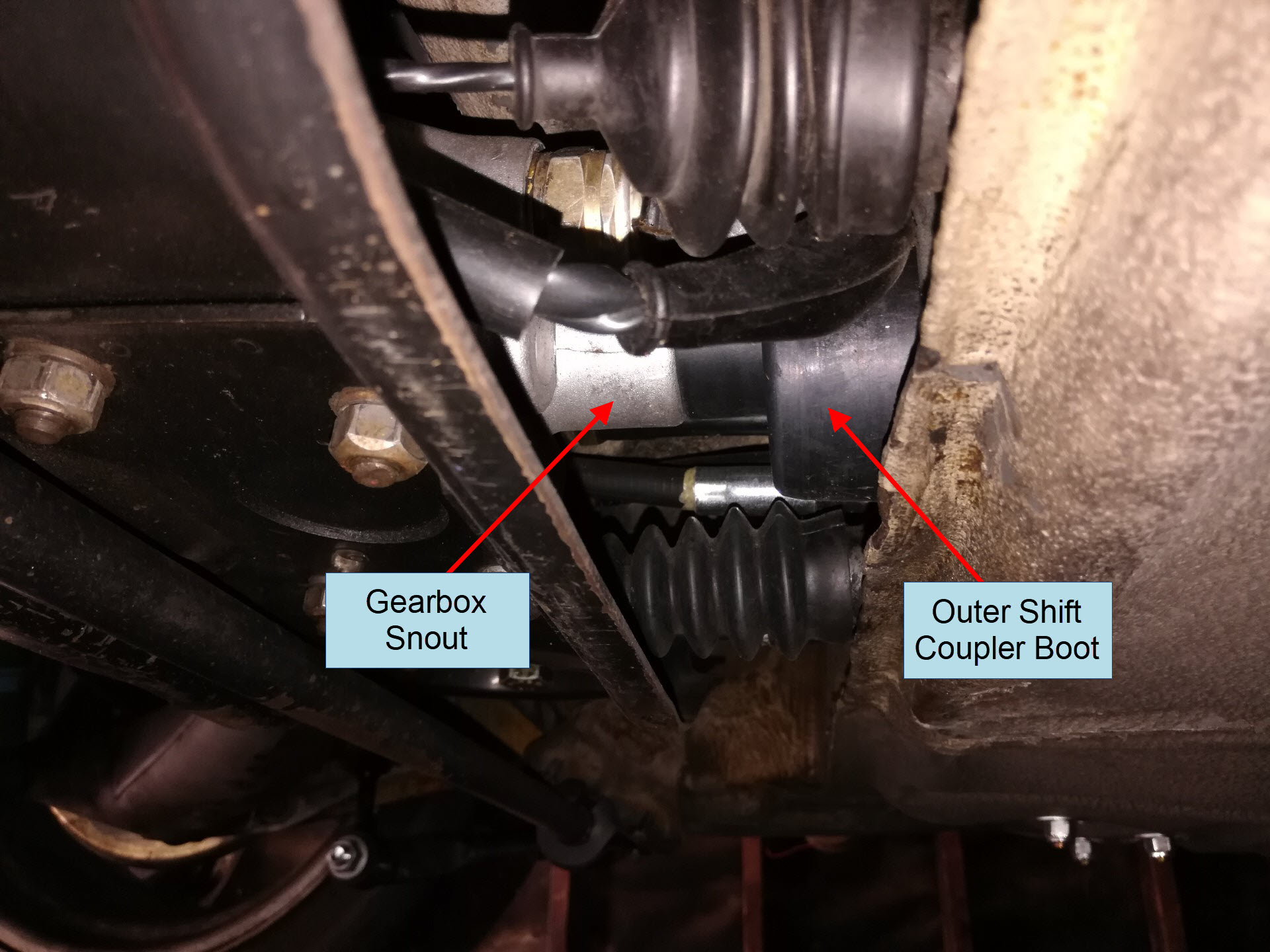 Air-cooled Porsche 911 outer shift coupler boot installation