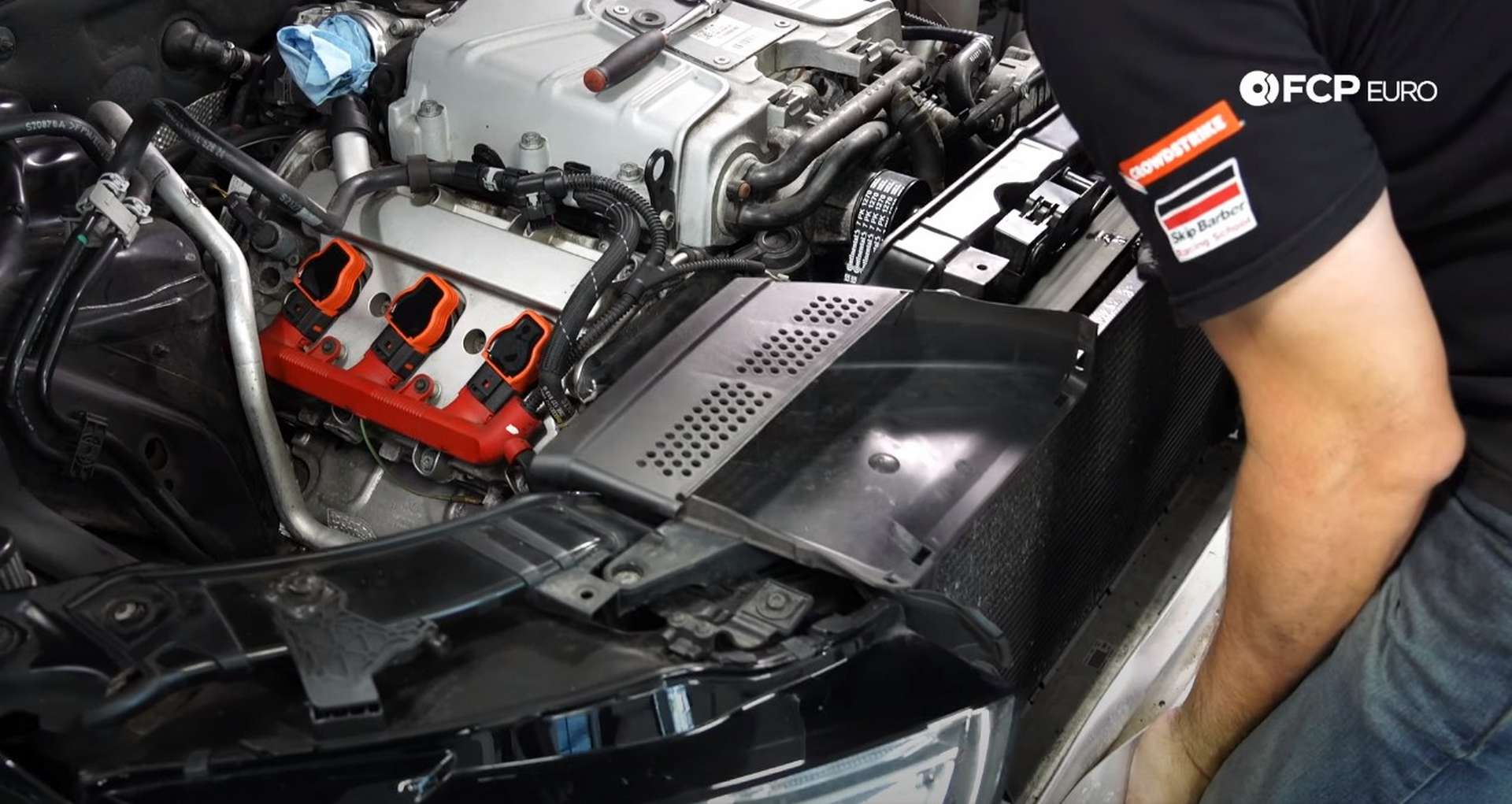 DIY Audi B8.5 Water Pump and Thermostat Replacement pushing the nose into place