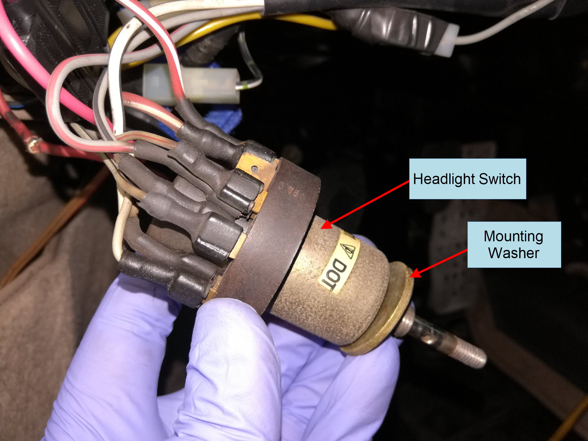 Air-cooled Porsche 911 headlight switch removal.
