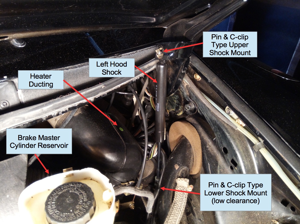 Air-cooled Porsche 911 left shock in front trunk