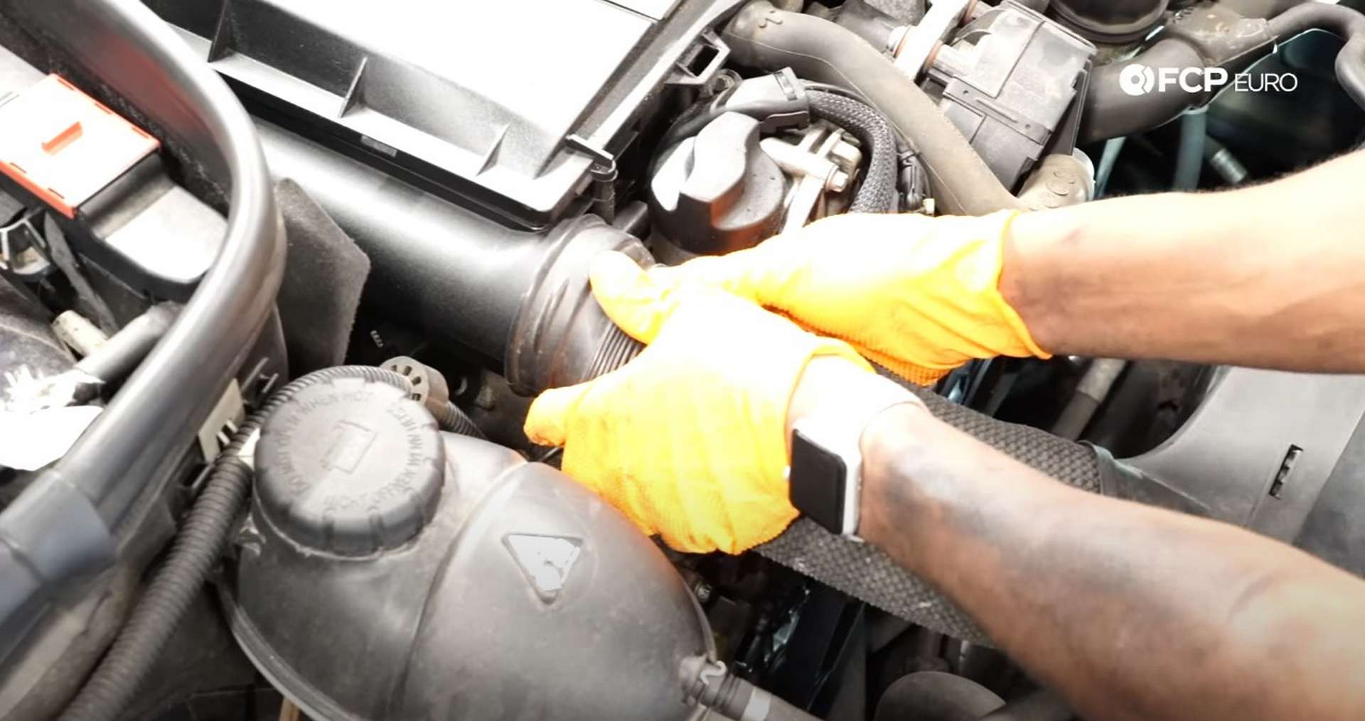 DIY Mercedes W212/204 Alternator and Drive Belt Replacement reconnecting the intake