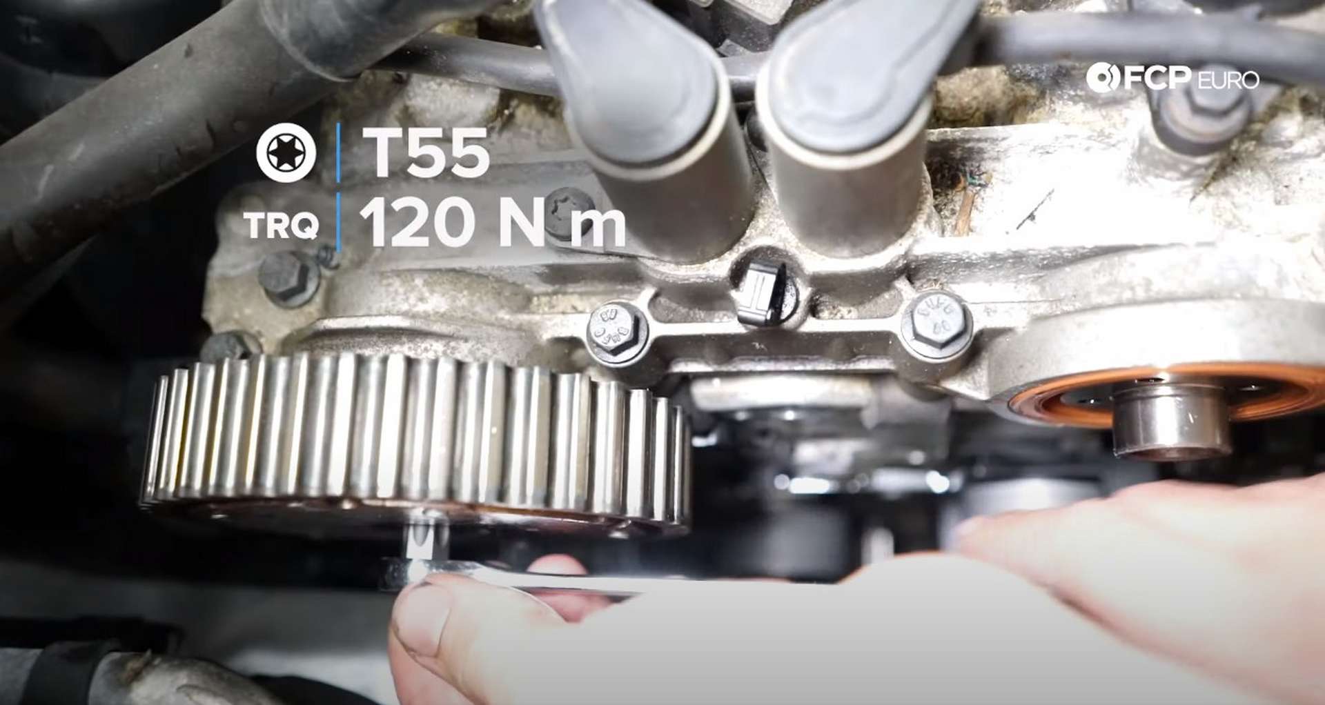 DIY Volvo P1 Timing Belt Replacement installing the camshaft sprocket bolts